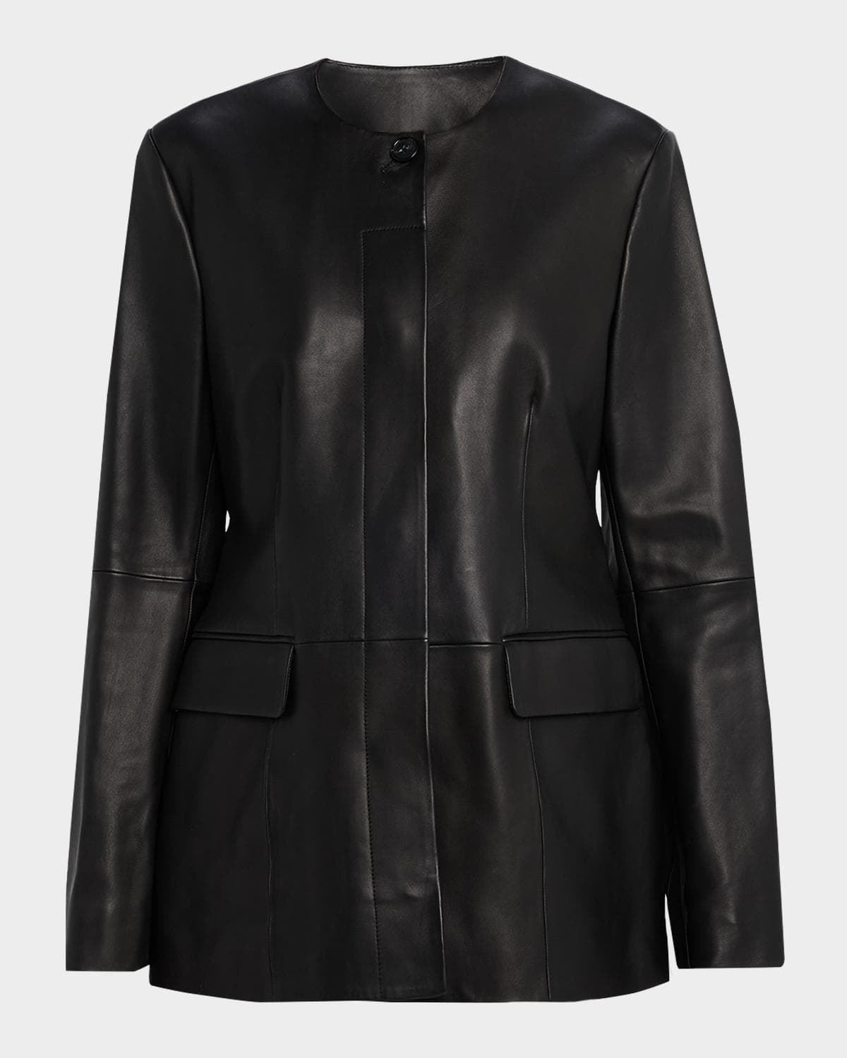 Toteme Collarless Leather Jacket