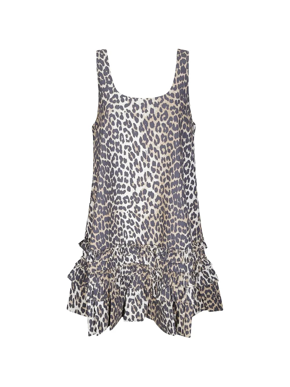 GANNI leopard-print ruffled mini dress