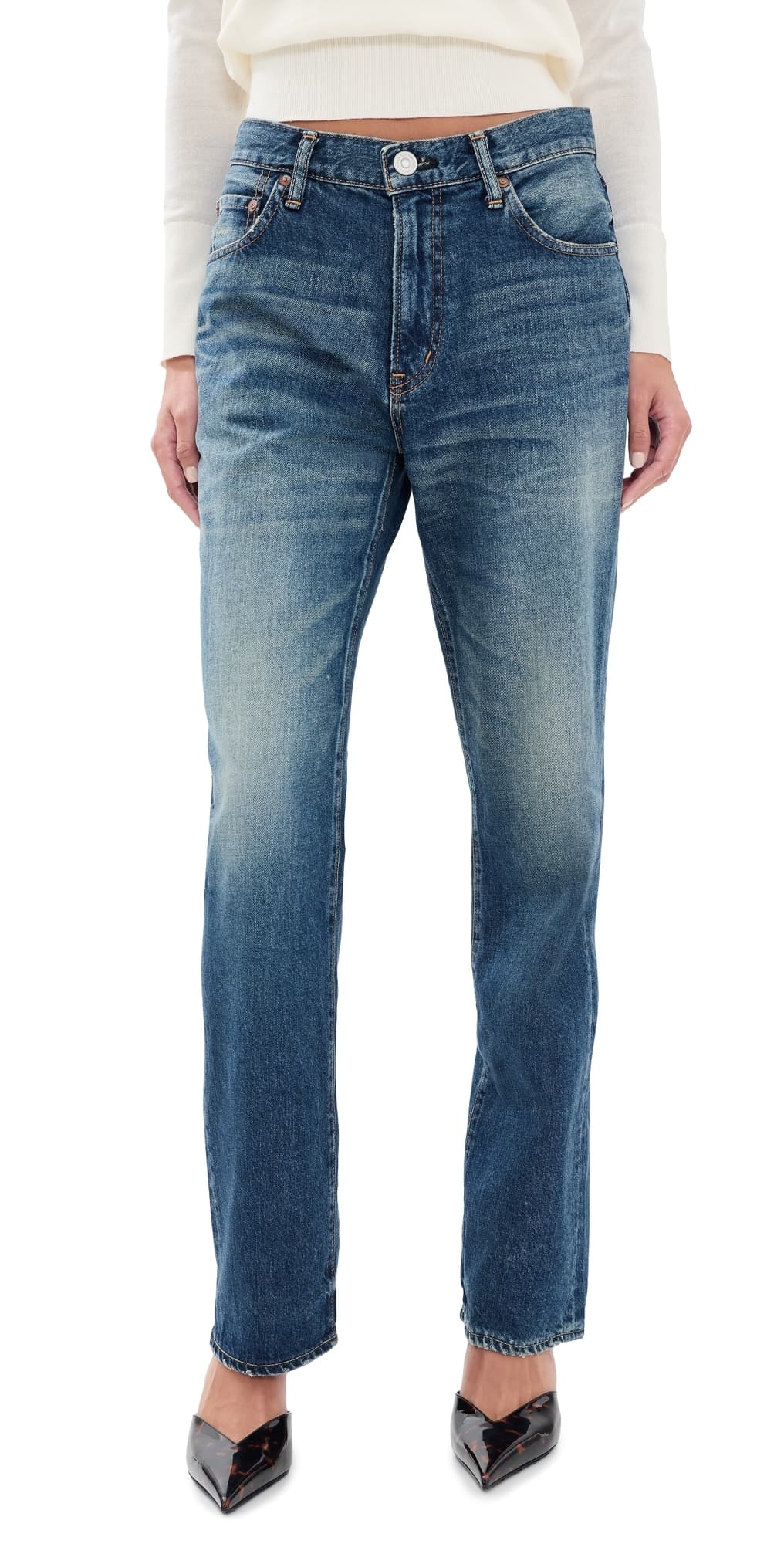 MOUSSY VINTAGE Leyden Straight Jeans Dark Blue