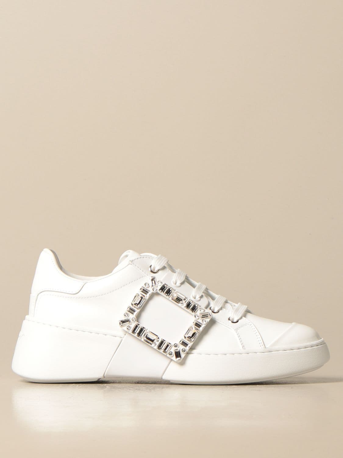 Roger Vivier Viv 'skate sneakers in leather with crystal buckle · 38