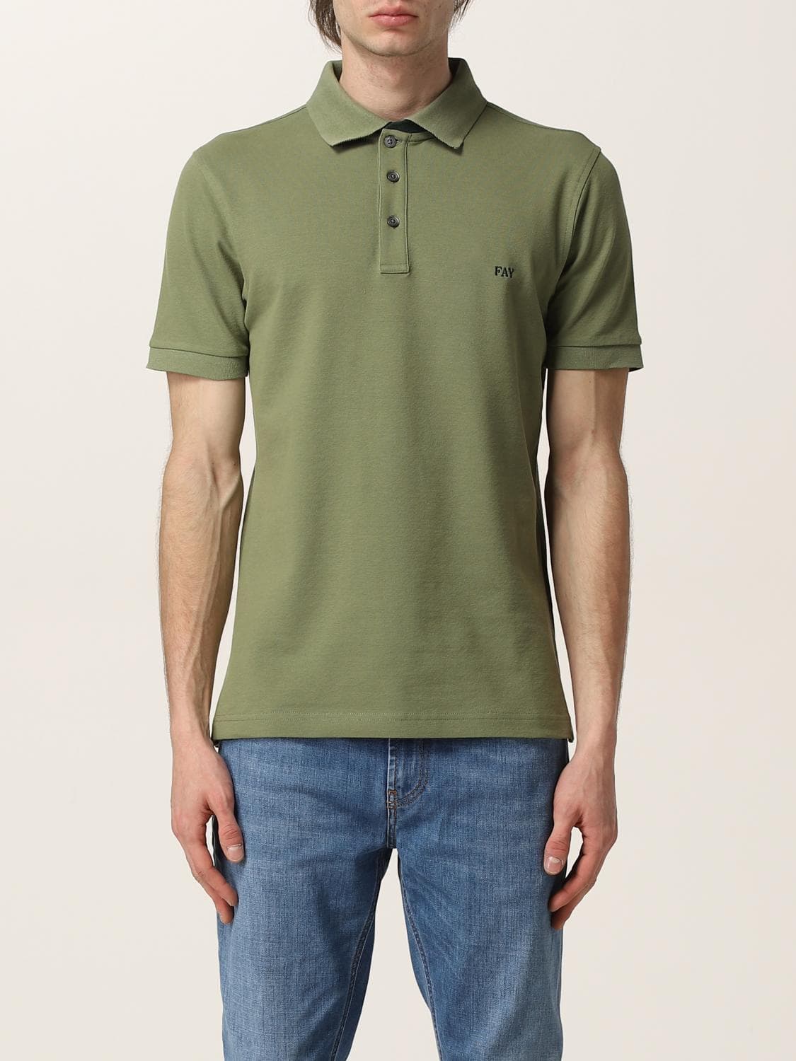 Fay stretch cotton polo shirt with logo