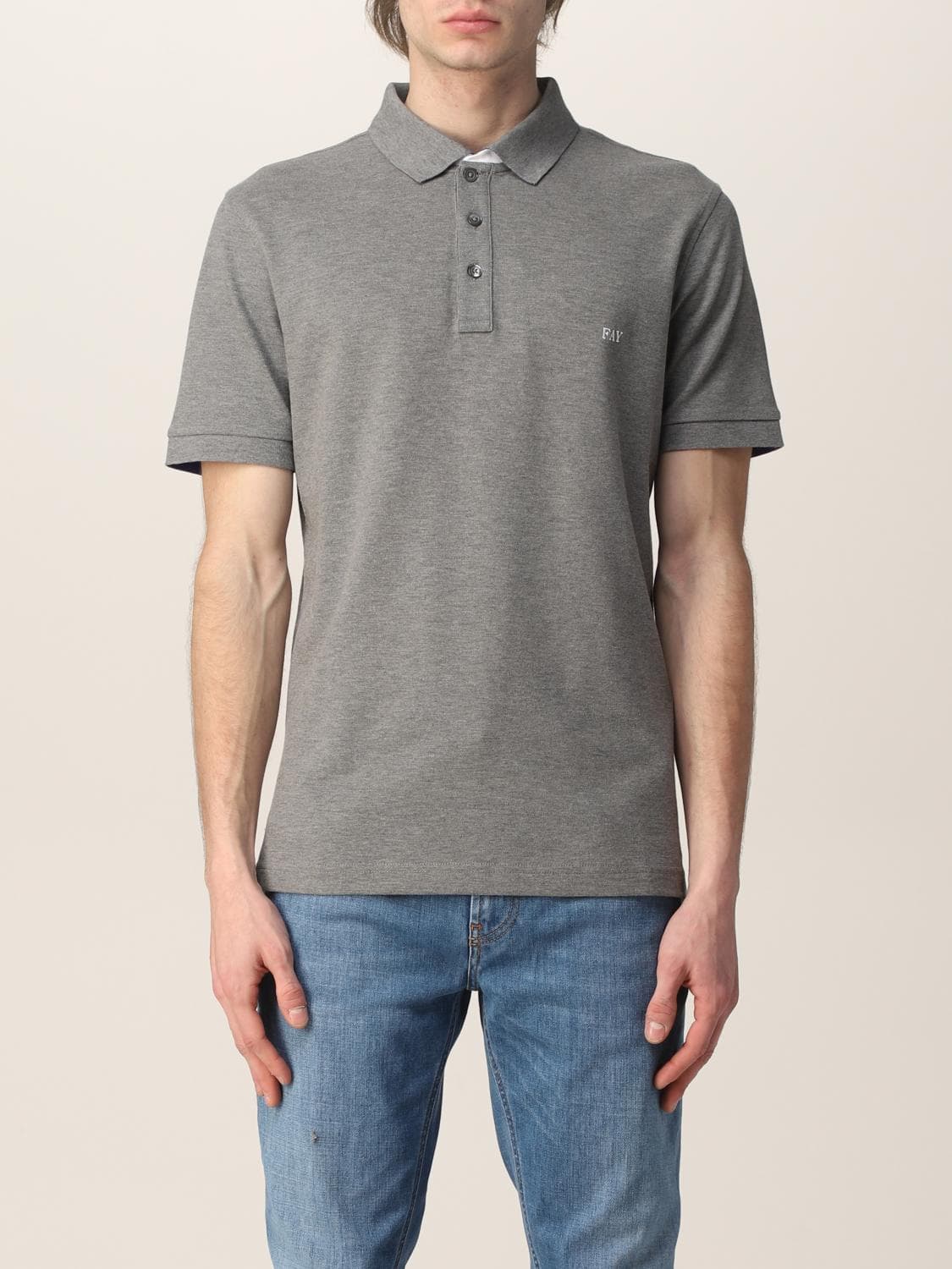 Fay stretch cotton polo shirt with logo · 3XL
