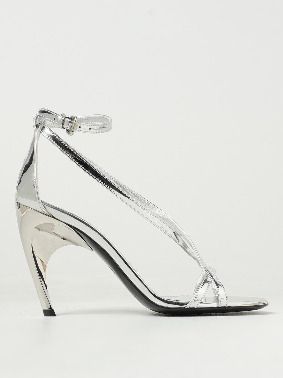 Mcqueen Heeled Sandal Woman color Silver