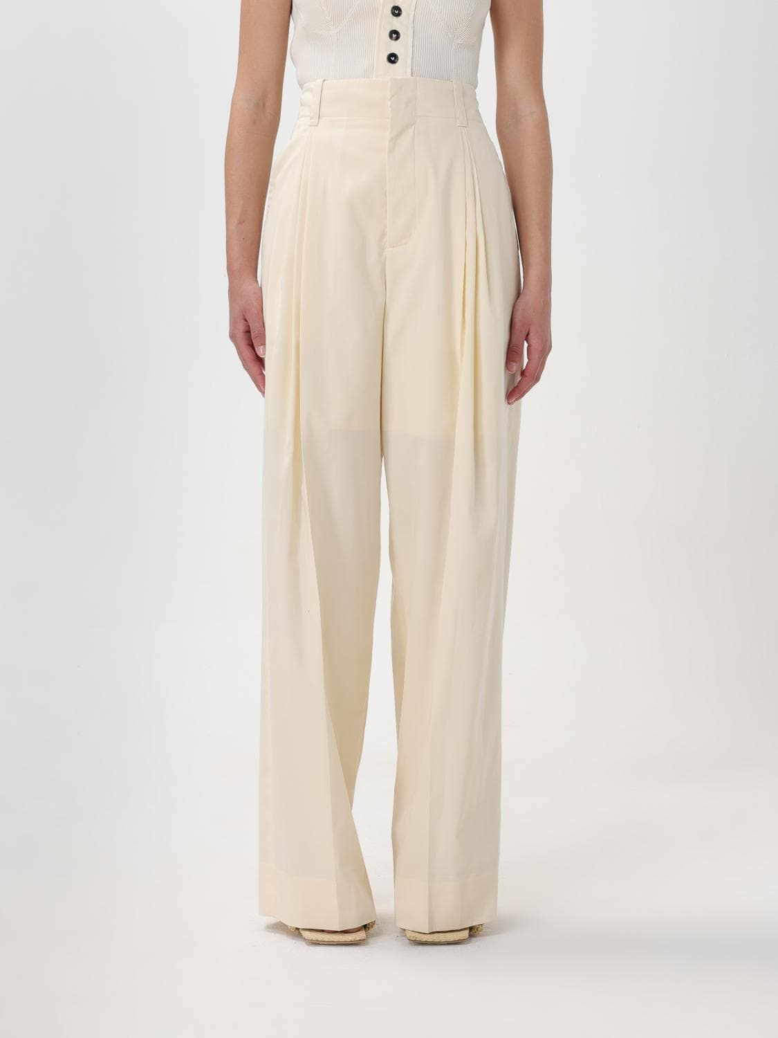 Bottega Veneta Pants Woman color Yellow Cream