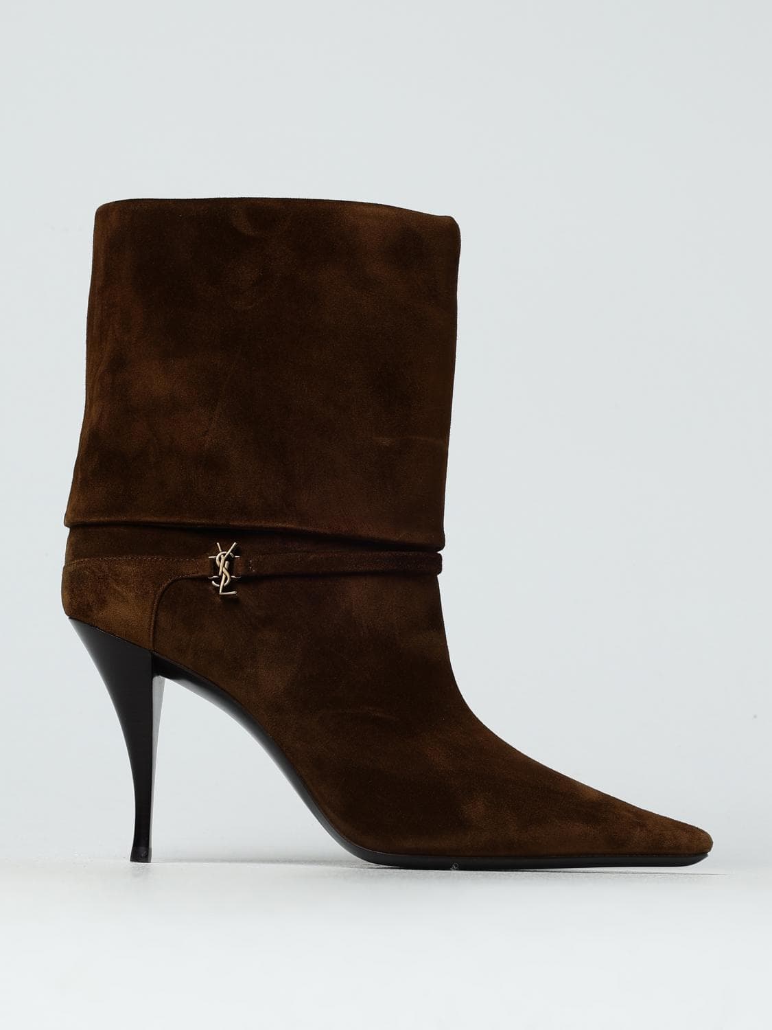Saint Laurent Flat Ankle Boot Woman color Brown