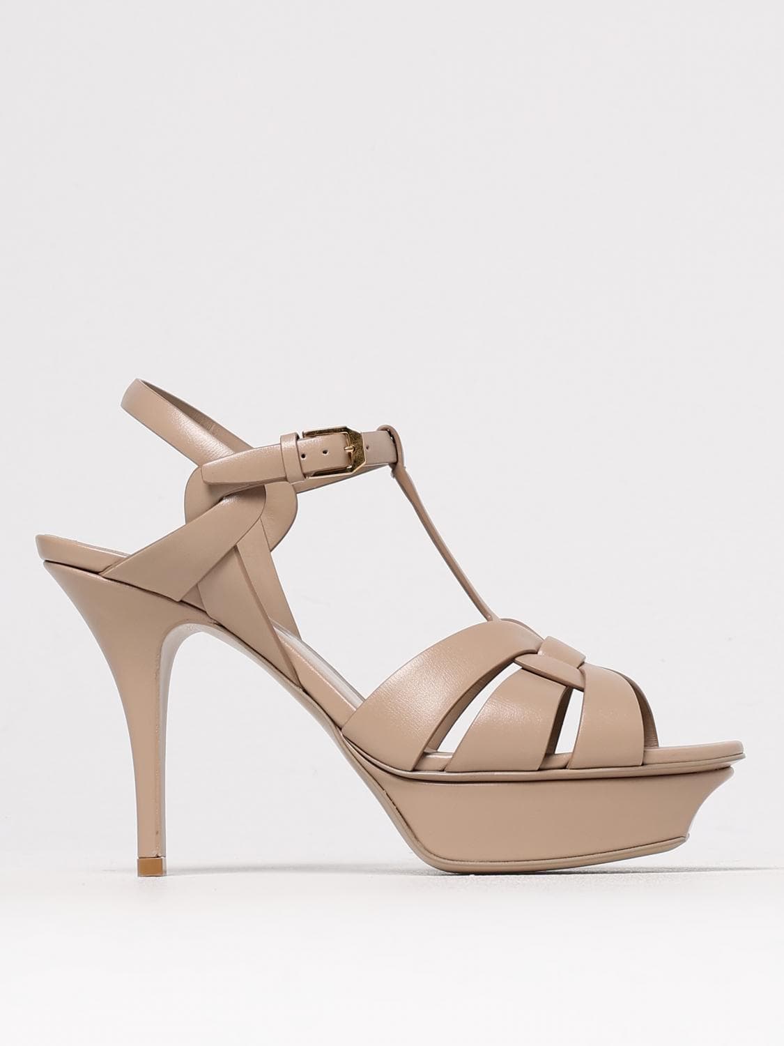 Saint Laurent Heeled Sandal Woman color Camel