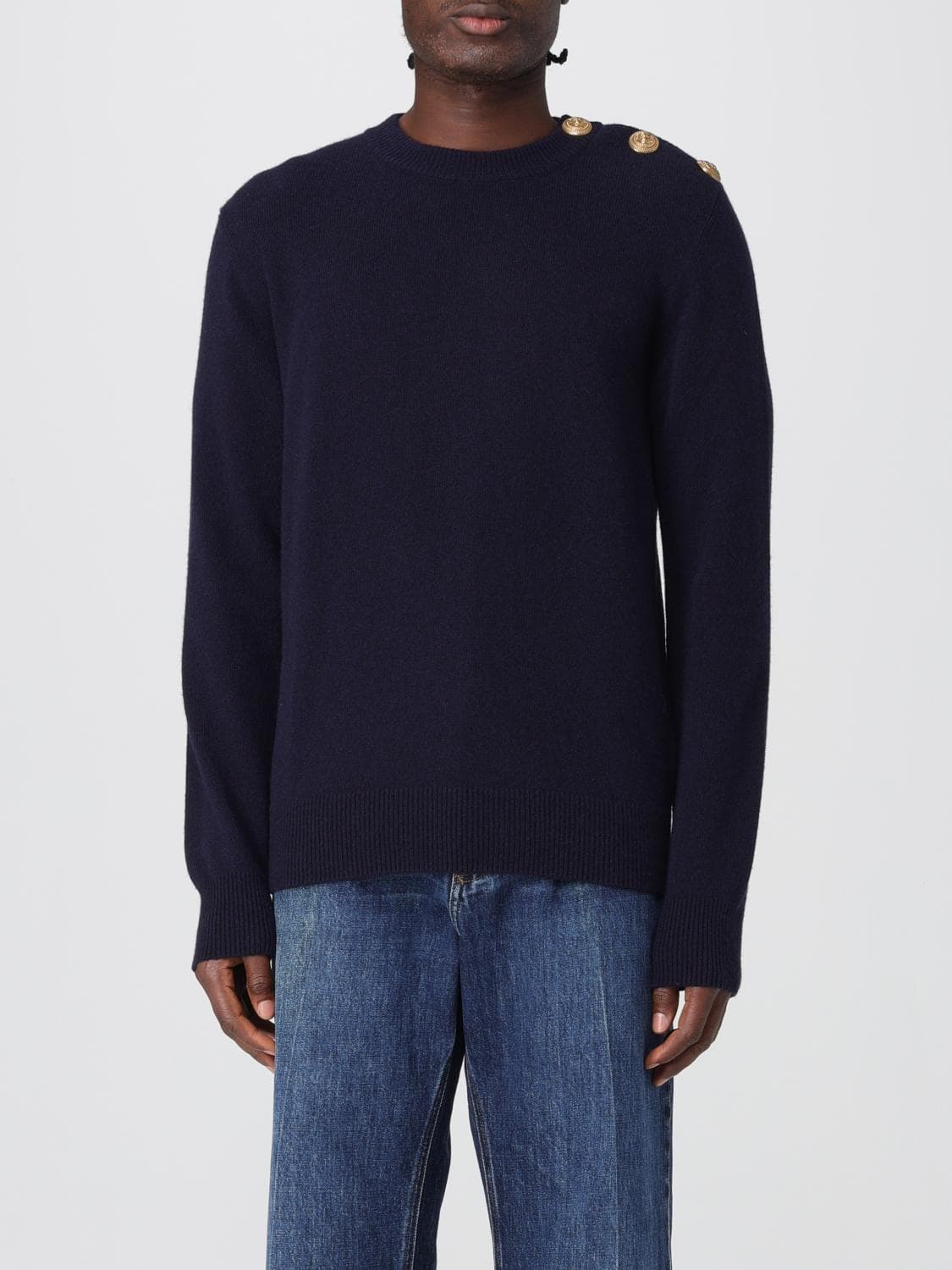 Balmain Sweater Men color Navy · L