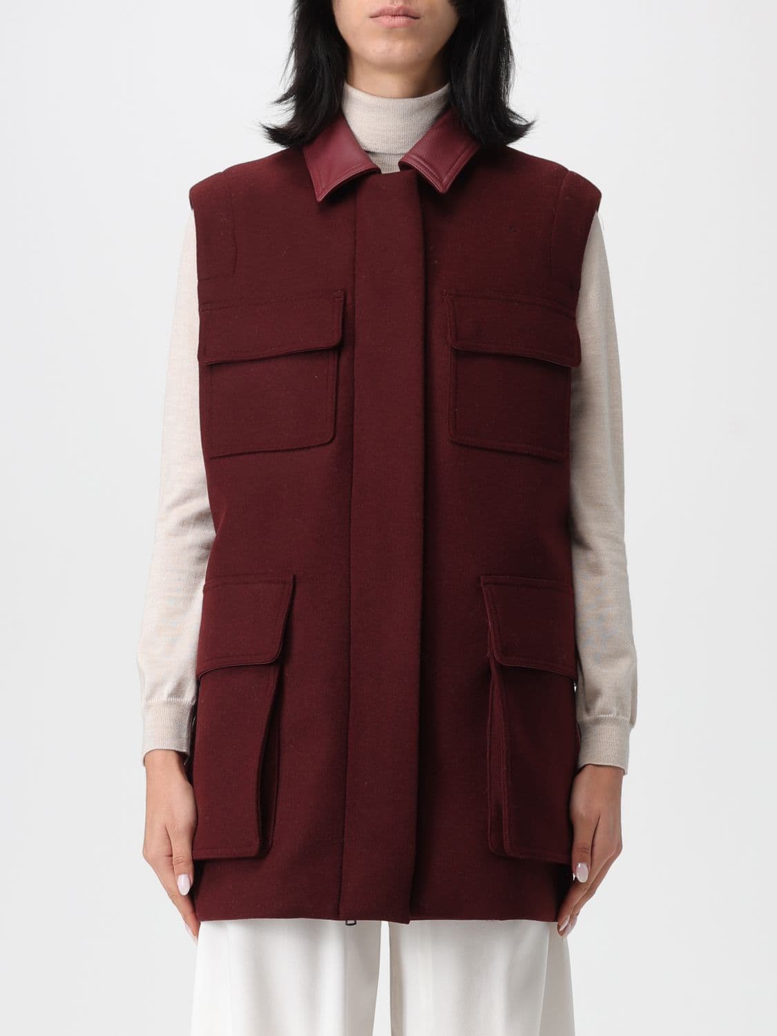 Max Mara Waistcoat Woman color Burgundy