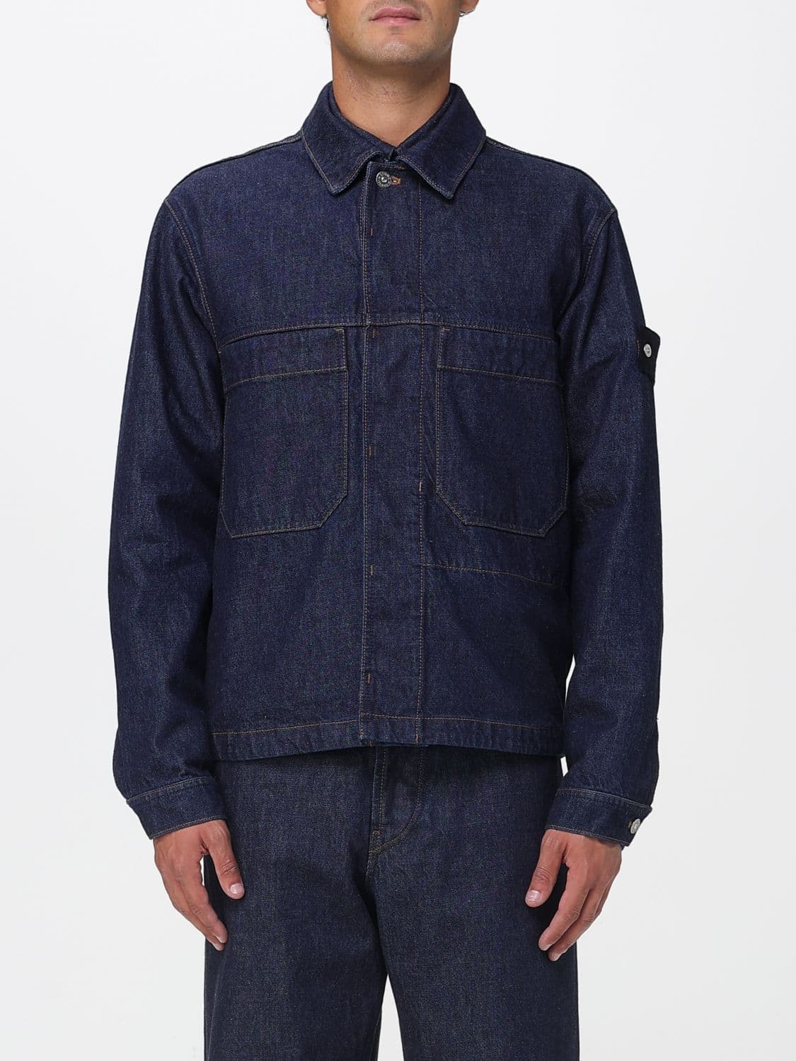 Stone Island Jacket Men color Denim · S