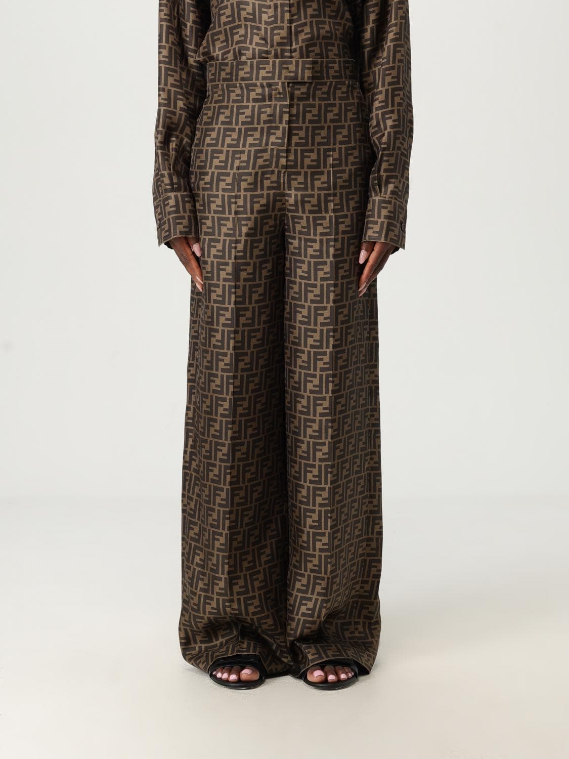 Fendi Pants Woman color Tobacco