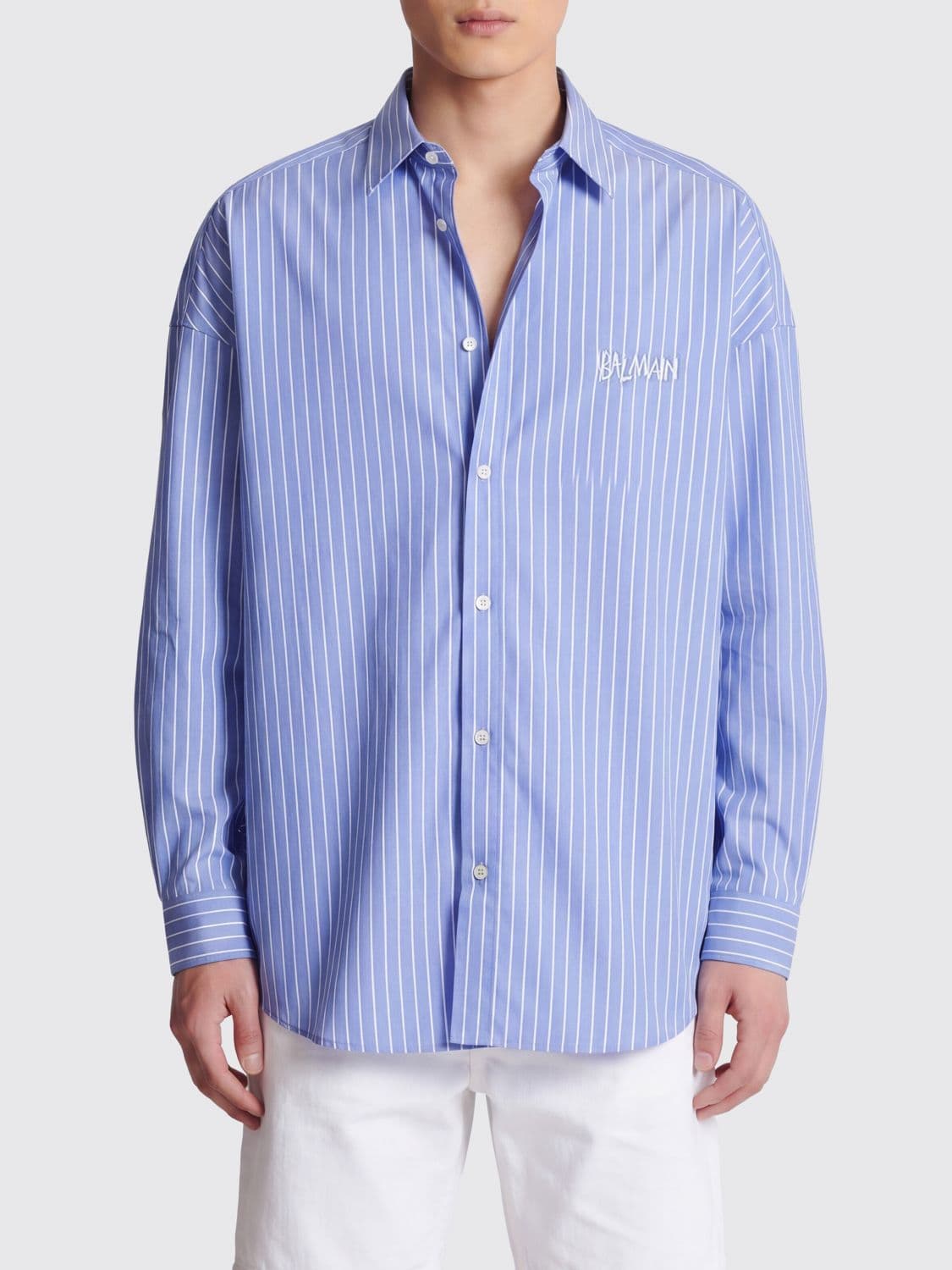 Balmain Shirt Men color Gnawed Blue