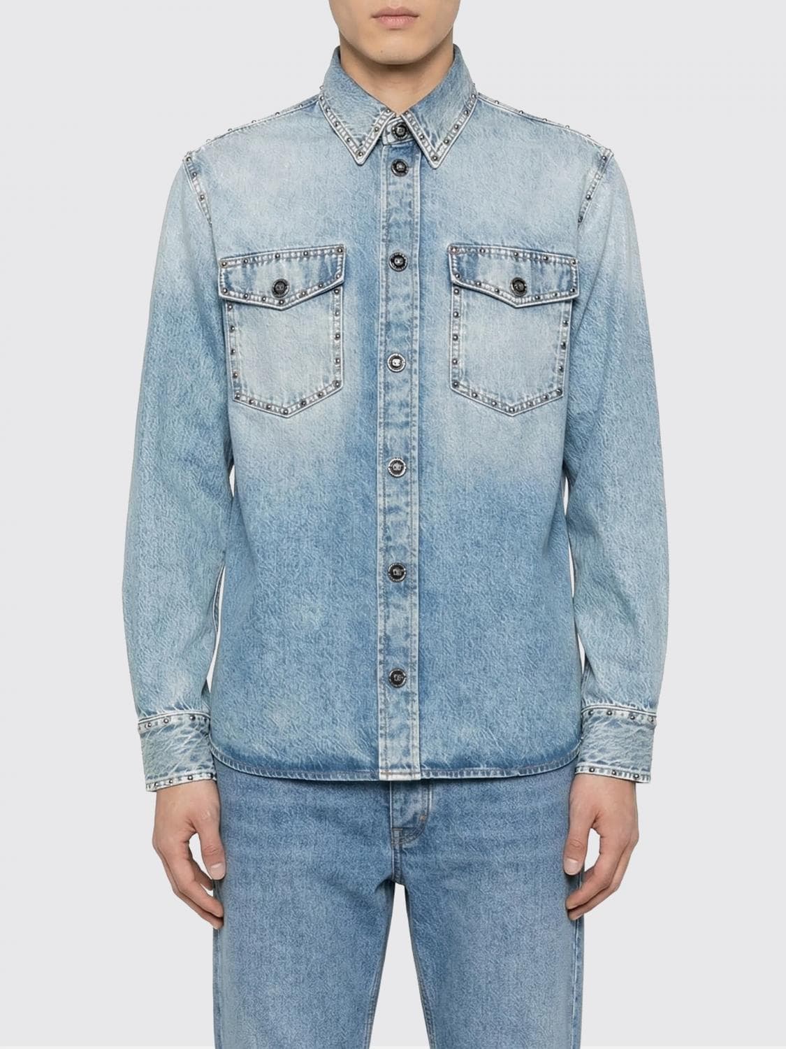Versace Shirt Men color Stone Washed