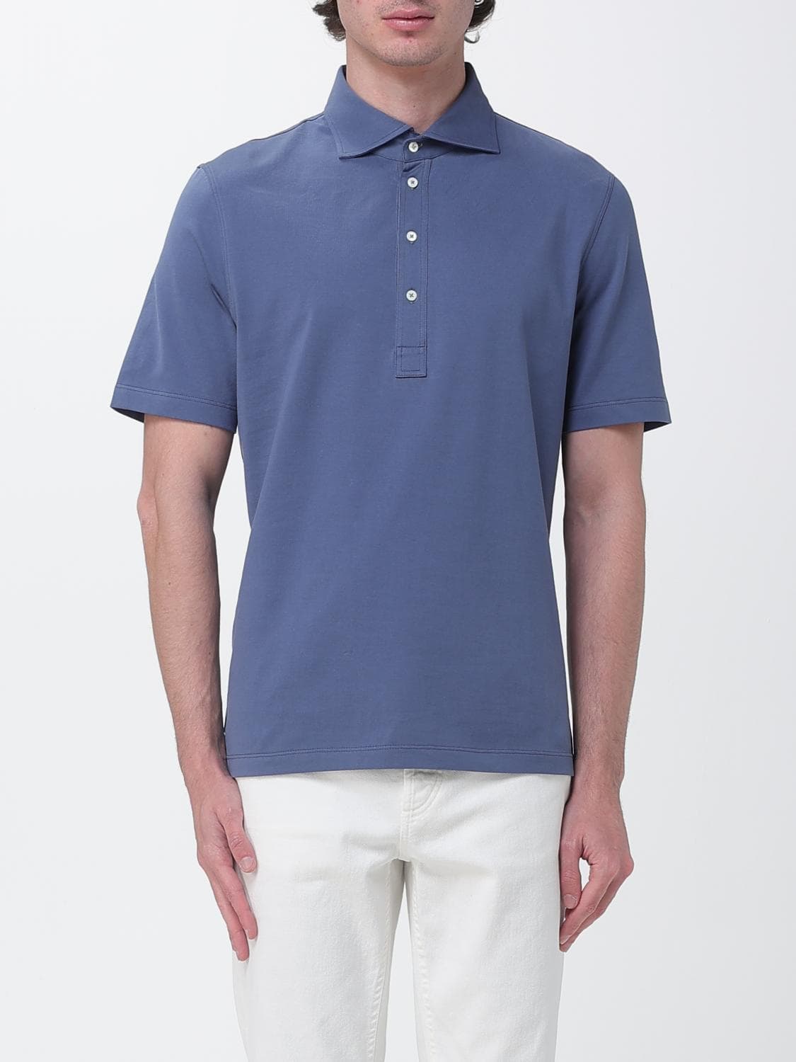 Brunello Cucinelli Polo Shirt Men color Denim