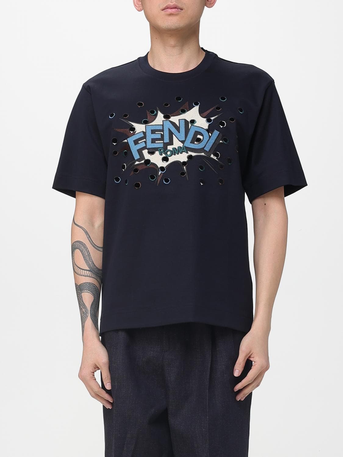 Fendi T-Shirt Men color Blue