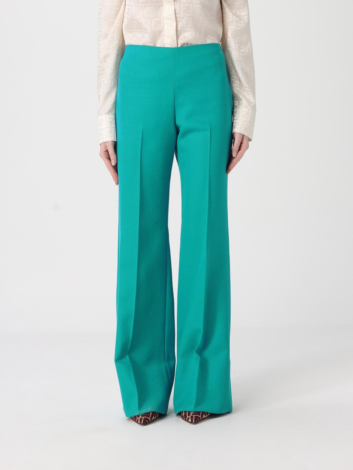 Fendi Pants Woman color Gnawed Blue