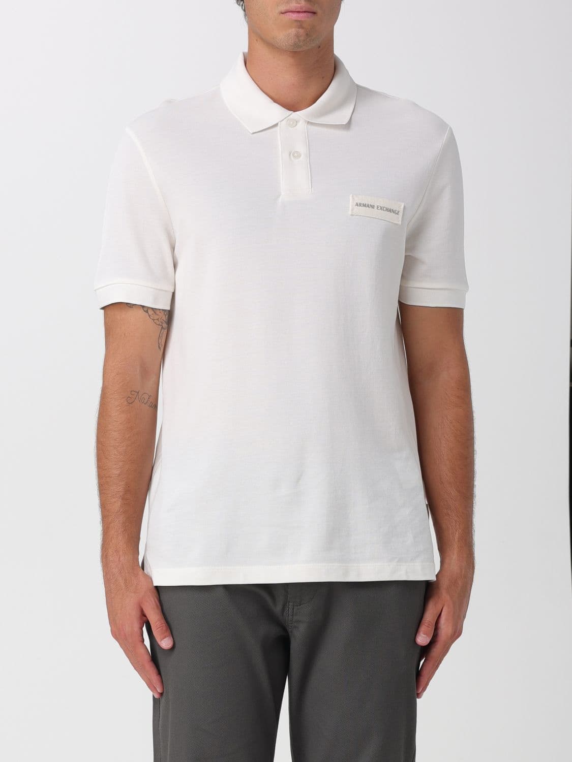 Armani Exchange Polo Shirt Men color Yellow Cream