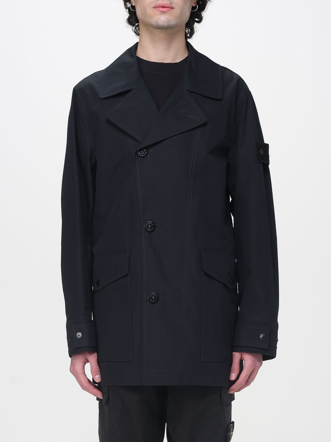 Stone Island Coat Men color Black