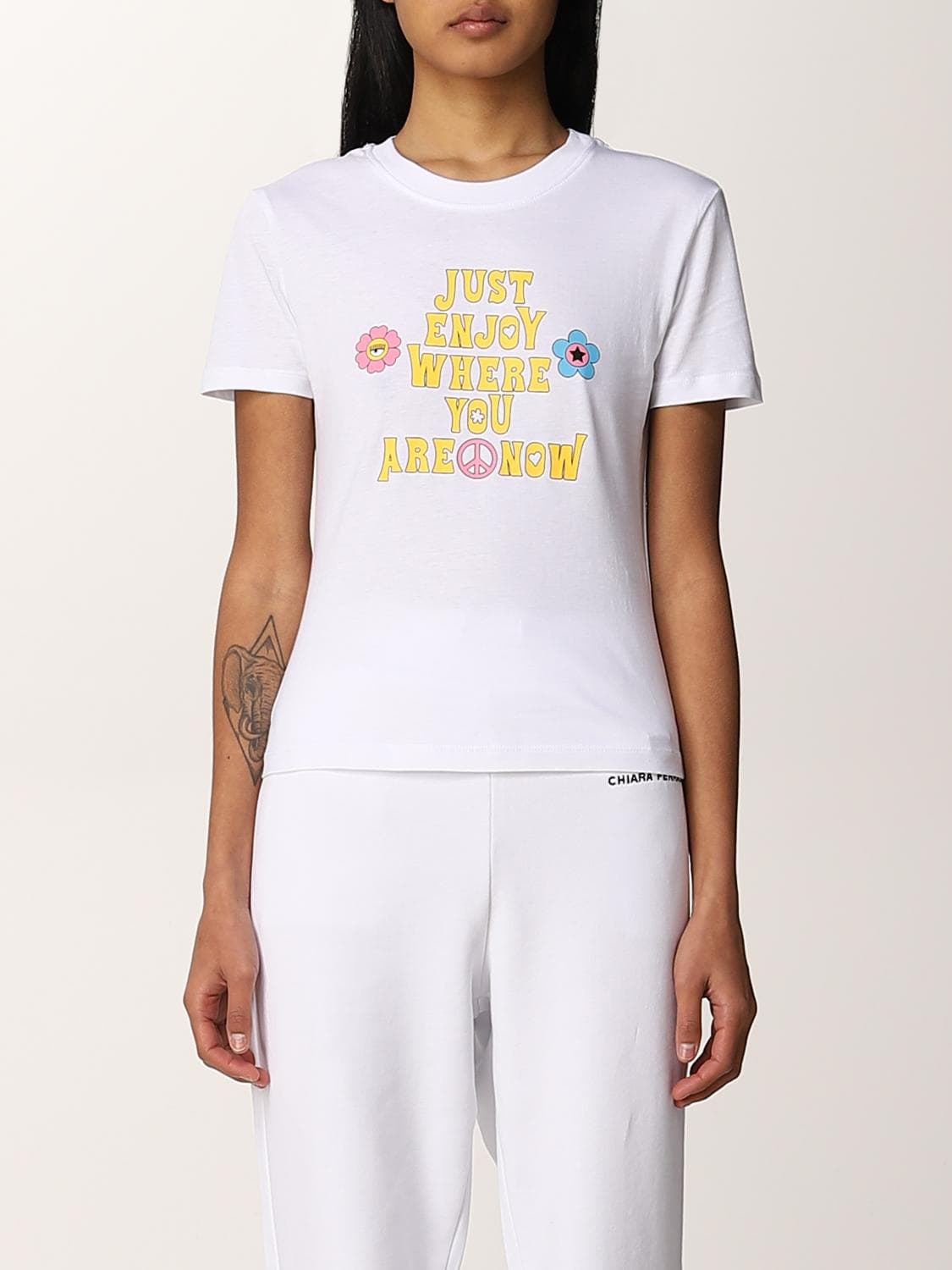 Chiara Ferragni t-shirt with just enjoy where you are now print · XS