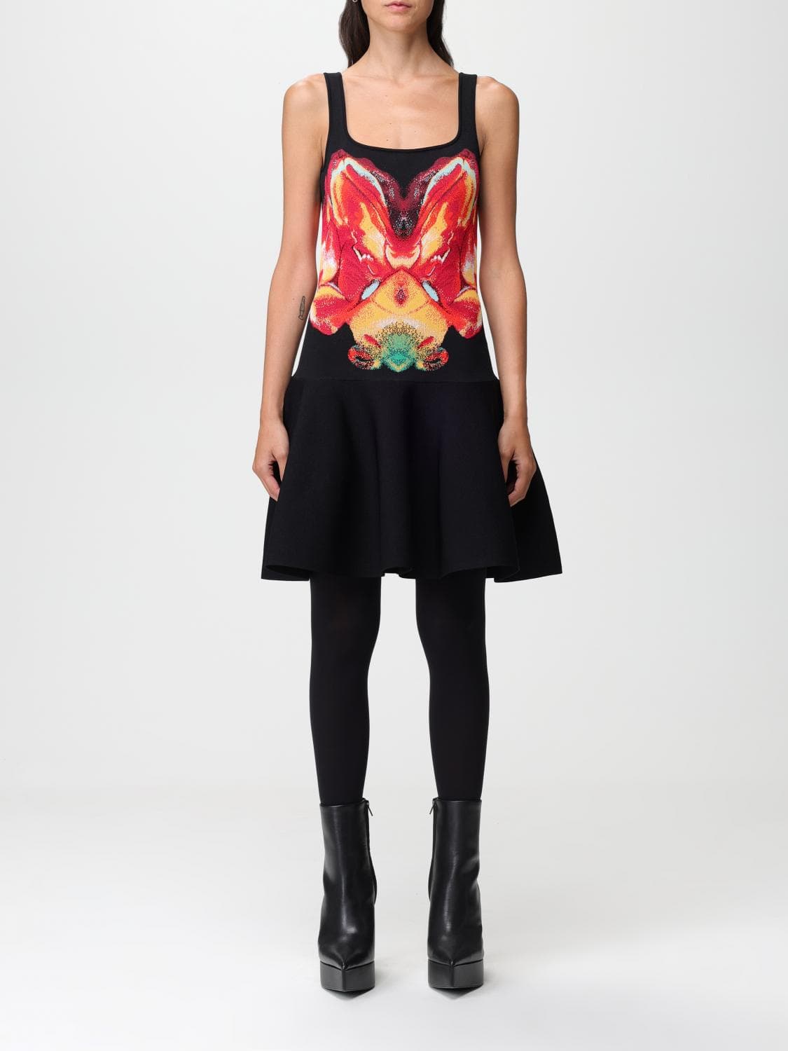 Mcqueen dress in viscose blend with Orchid print