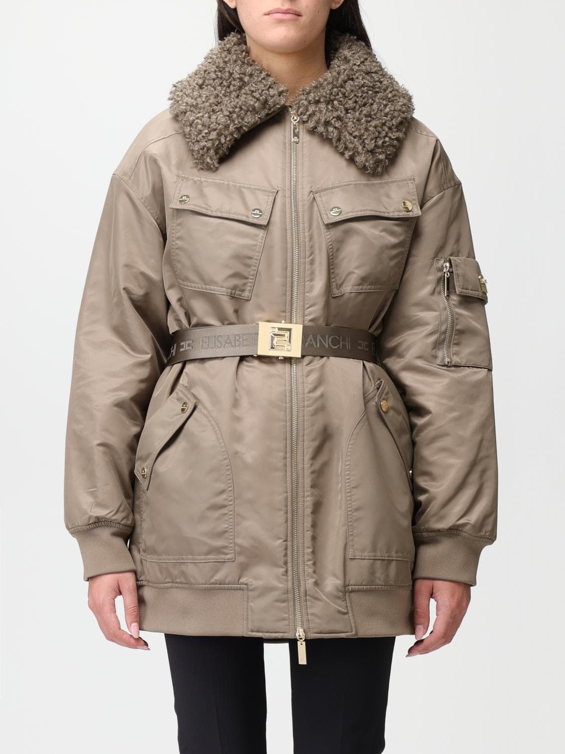 Elisabetta Franchi Jacket Woman color Military