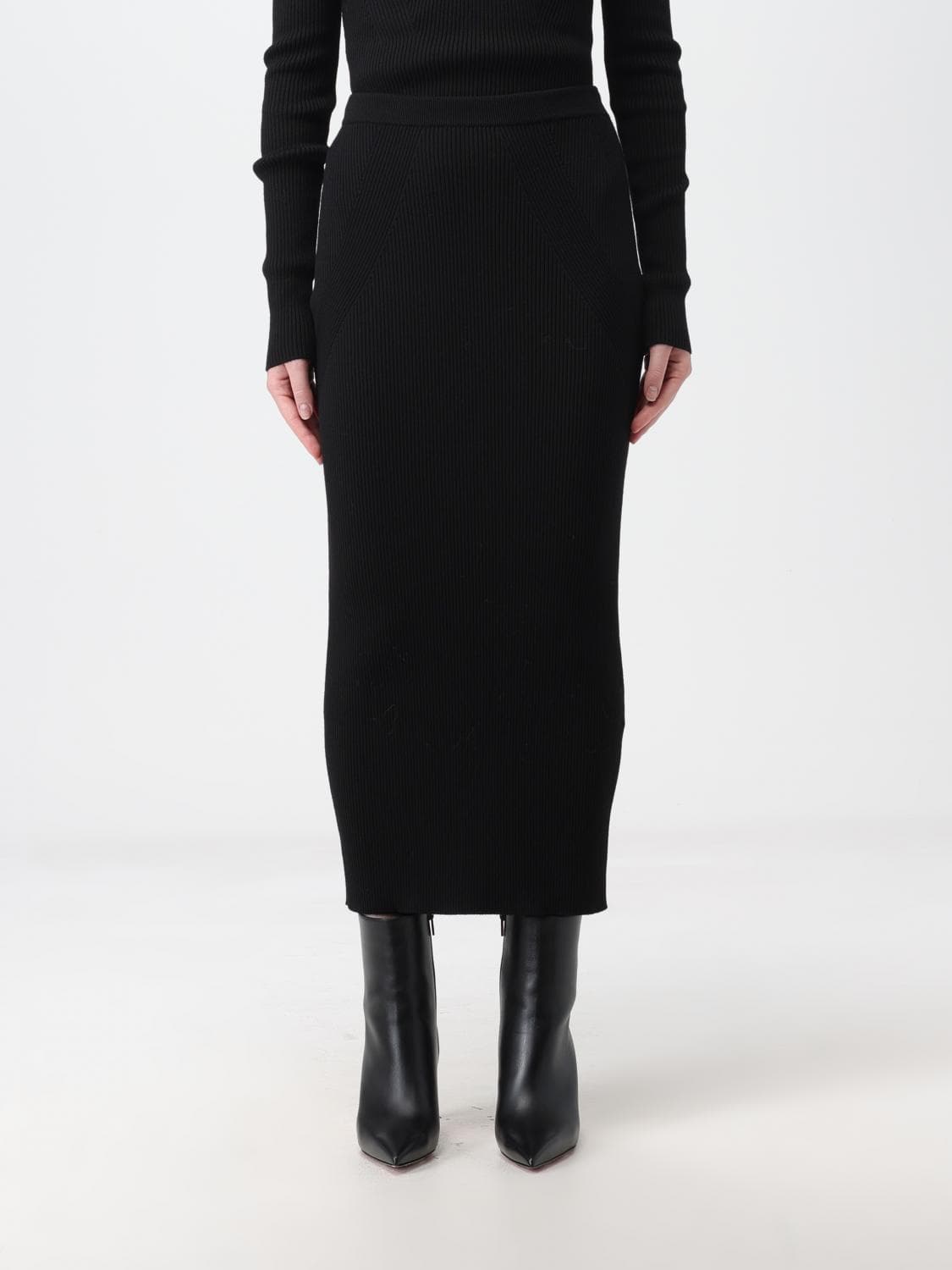 Mcqueen Ribbed wool blend pencil skirt