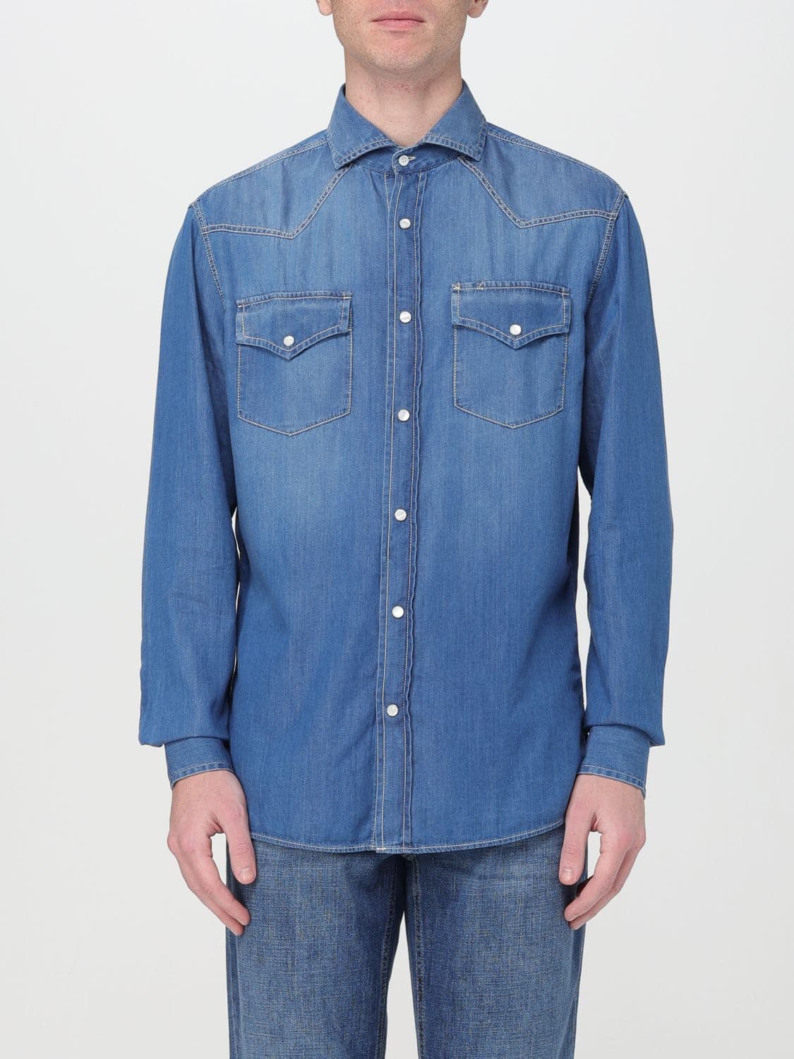 Brunello Cucinelli Shirt Men color Blue 1 · XXL