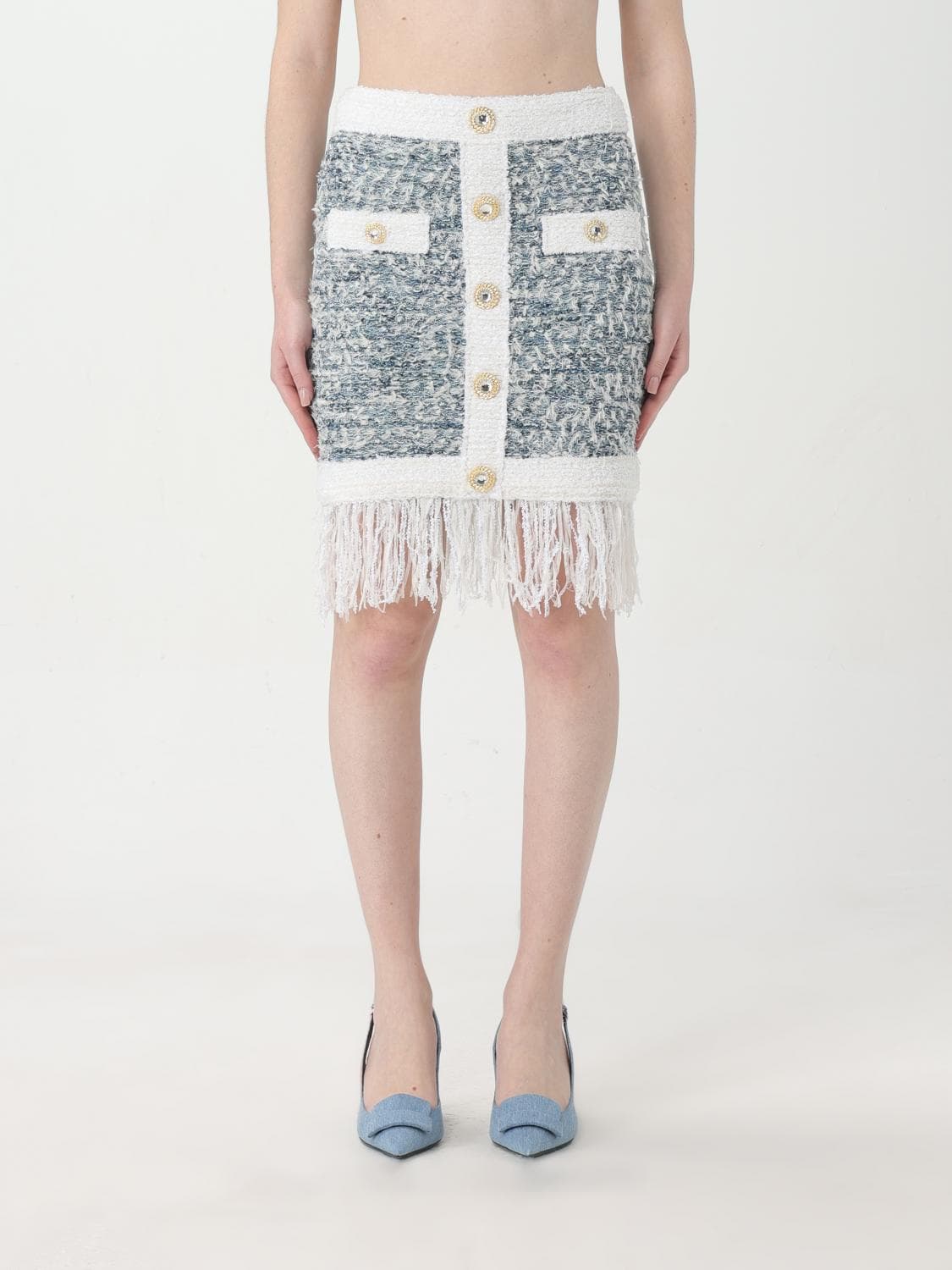 Balmain Skirt Woman color Gnawed Blue · 36