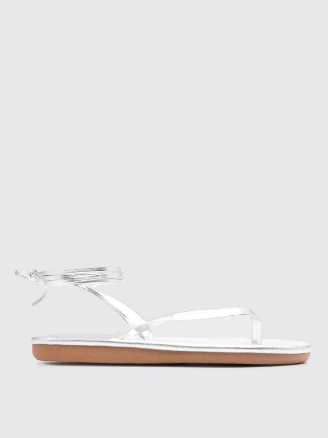 Ancient Greek Sandal Heeled Sandal Woman color Silver