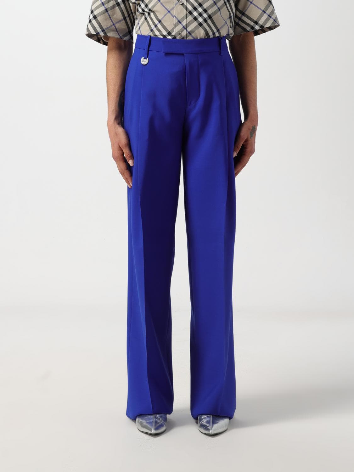 Burberry Pants Woman color Blue · 8