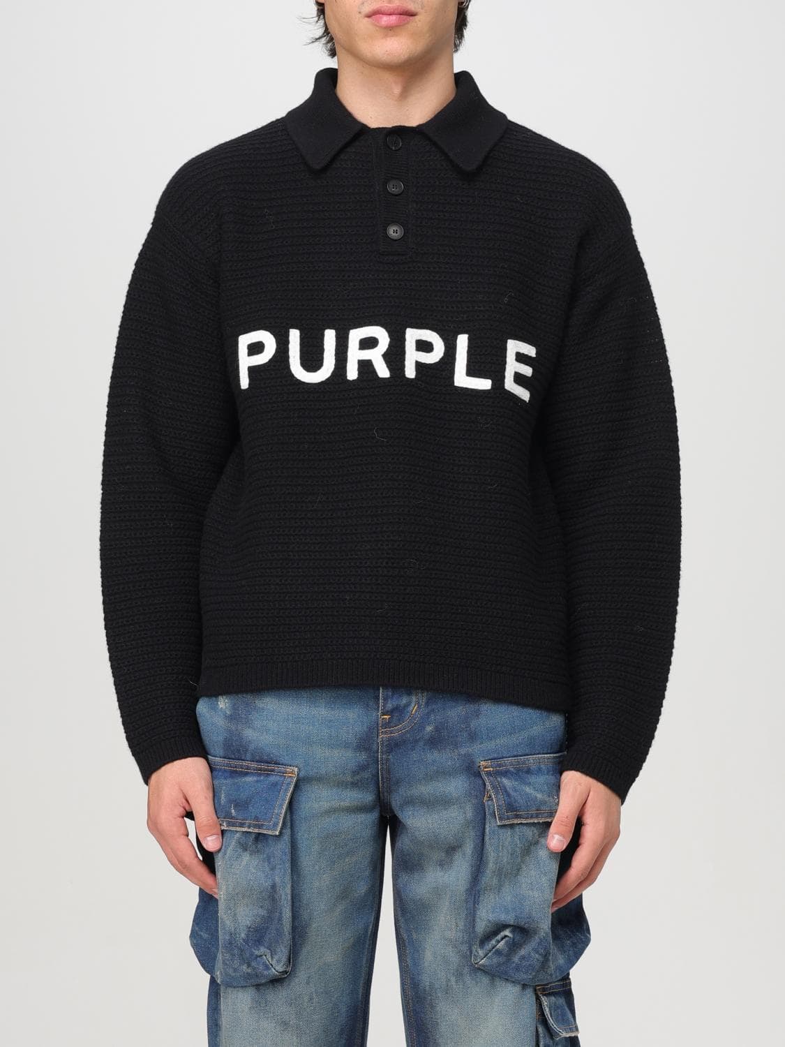Purple Polo Shirt Men color Black · L