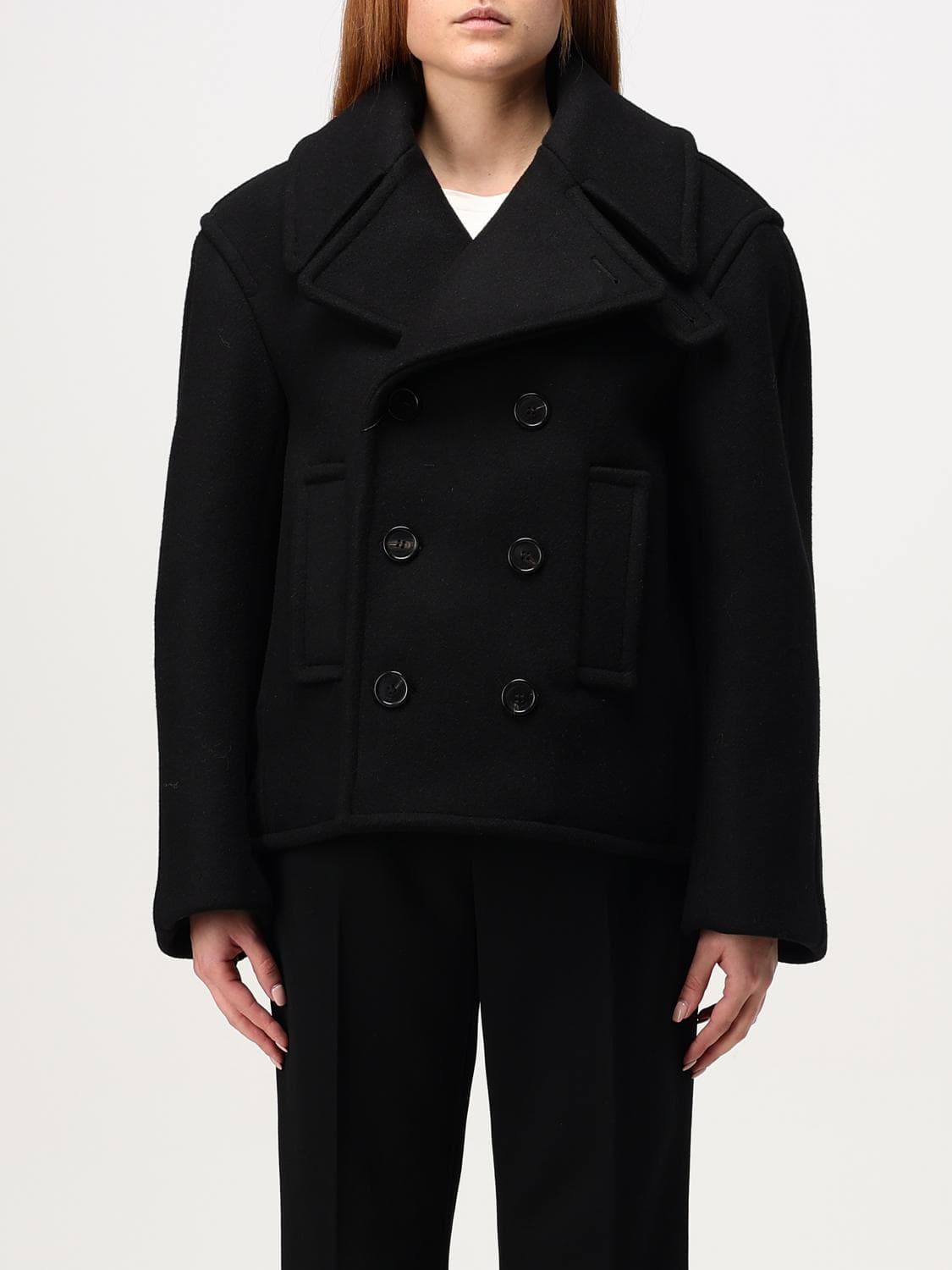 Saint Laurent Coat Woman color Black