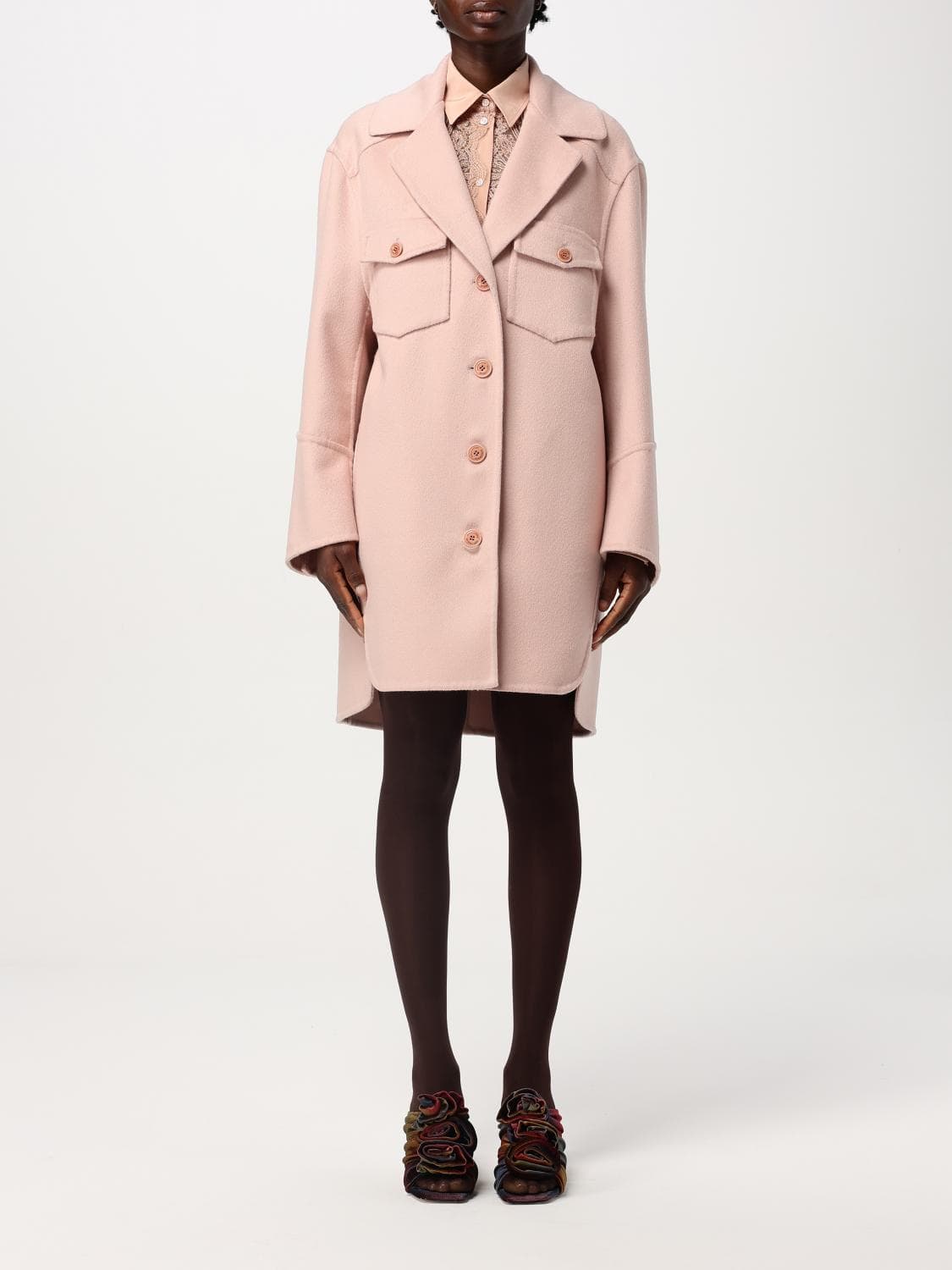 Ermanno Scervino Coat Woman color Pink