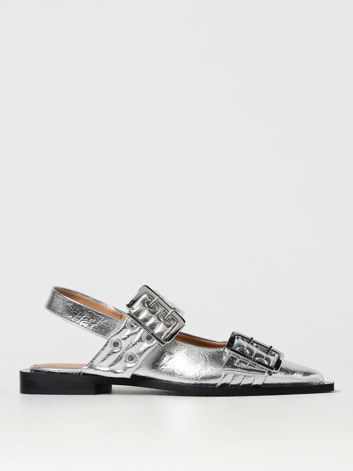 Ganni Ballet Flat Woman color Silver