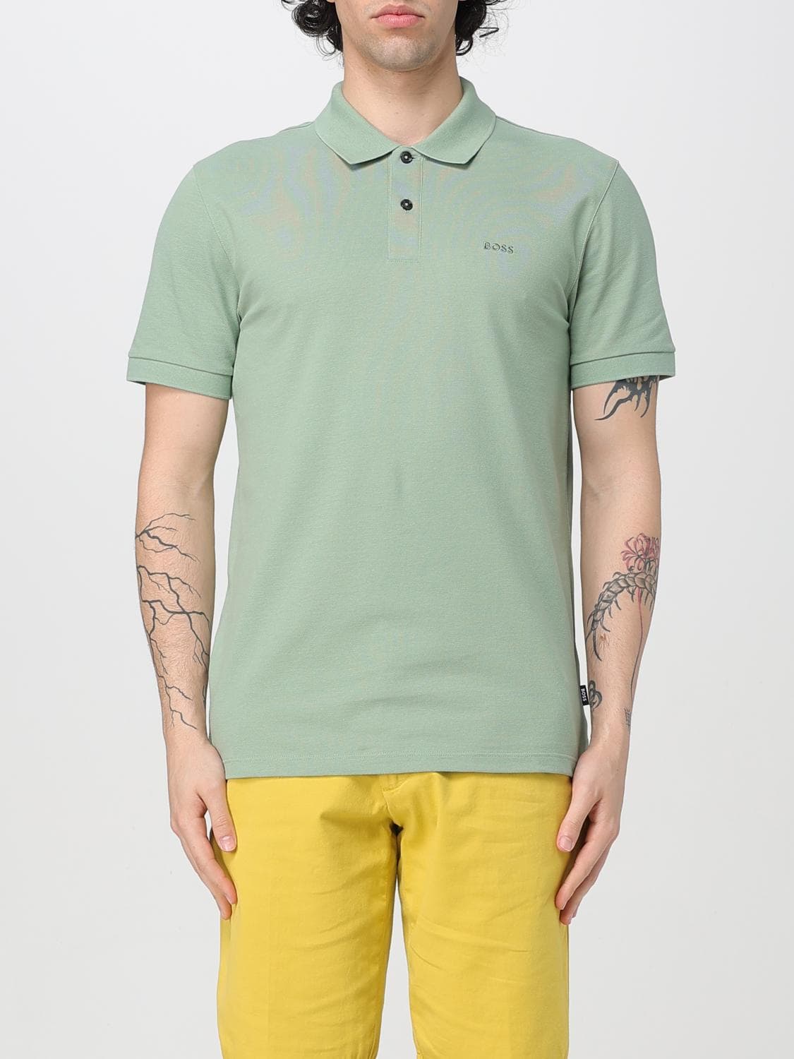 Boss Polo Shirt Men color Olive · XXL