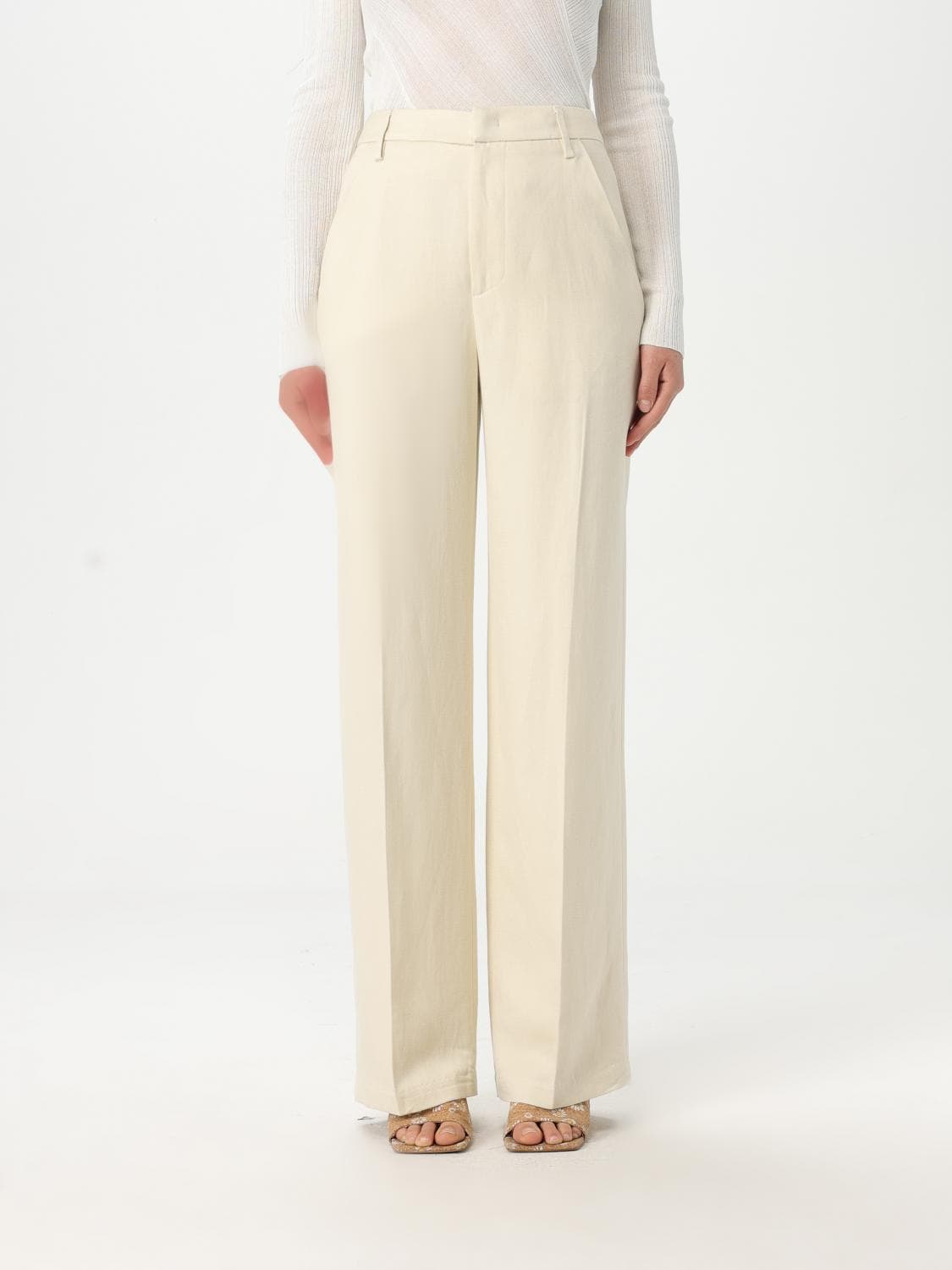 Dondup Pants Woman color Yellow Cream