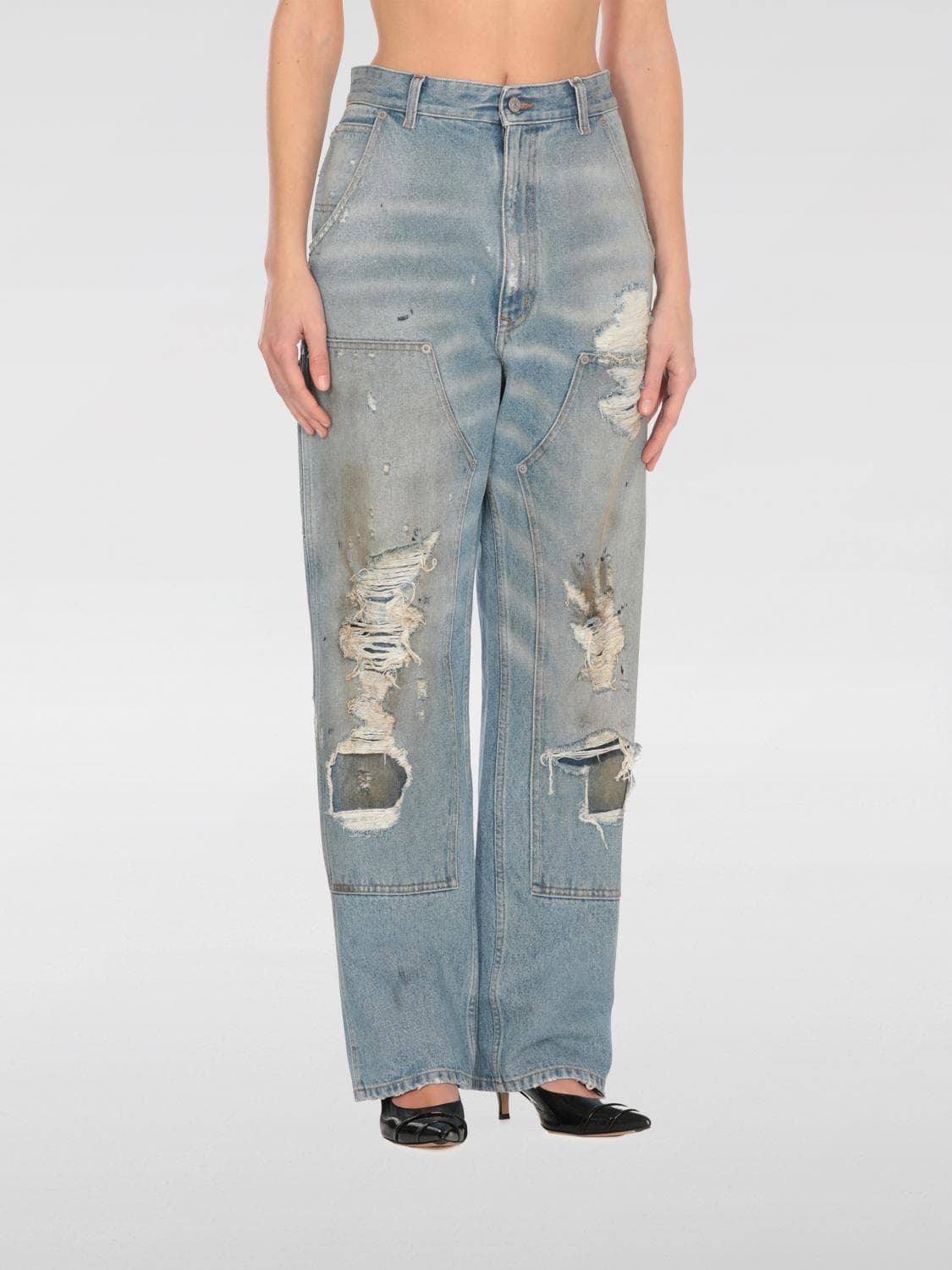 Mm6 Maison Margiela Jeans Woman color Gnawed Blue