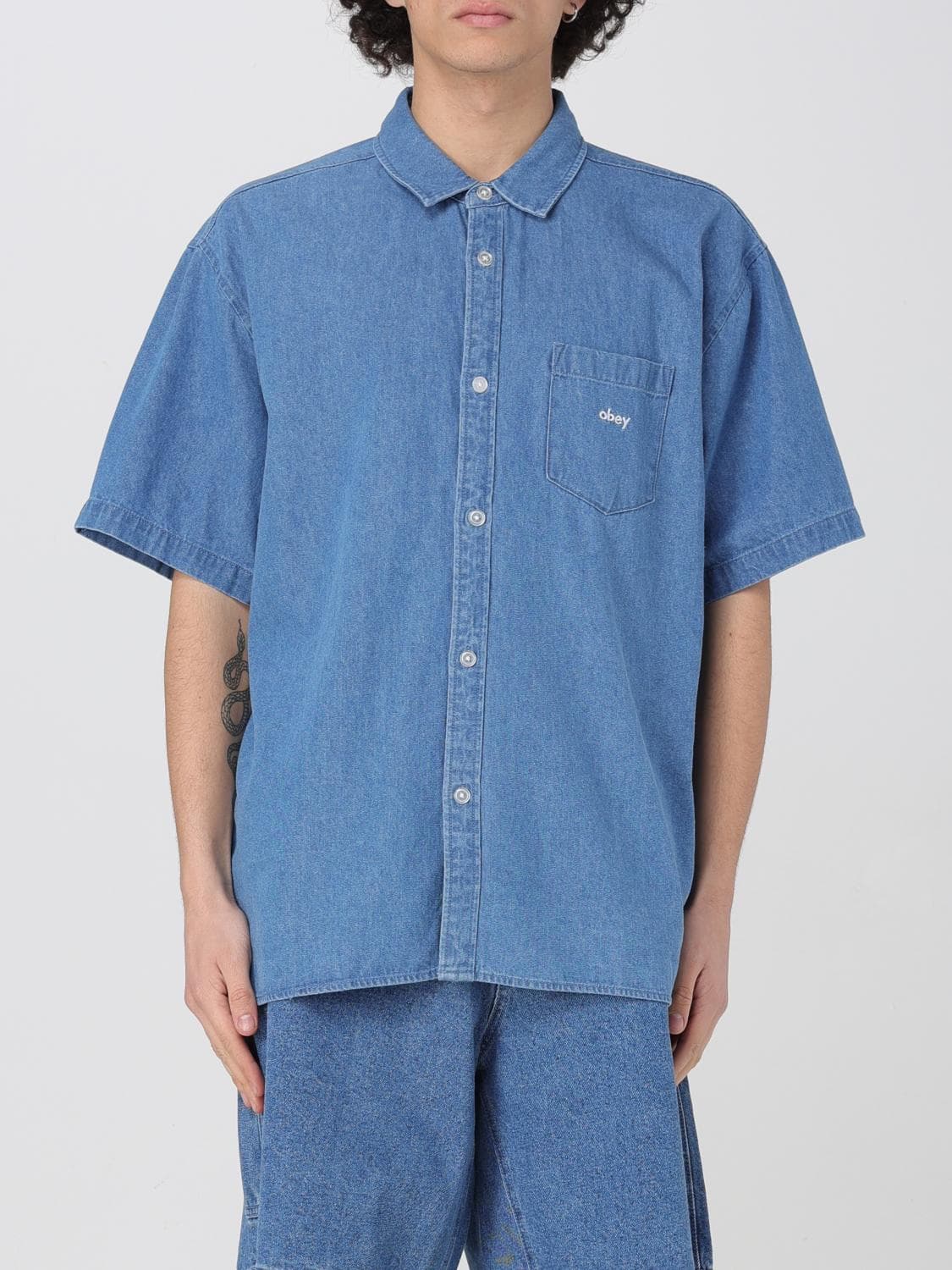 Obey Shirt Men color Indigo