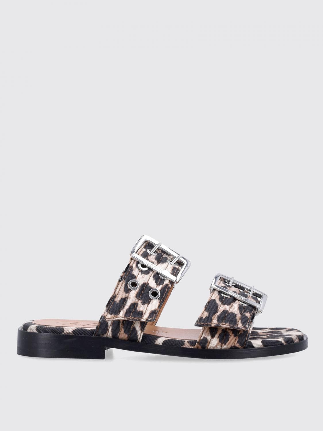 Ganni Flat Sandal Woman color Brown
