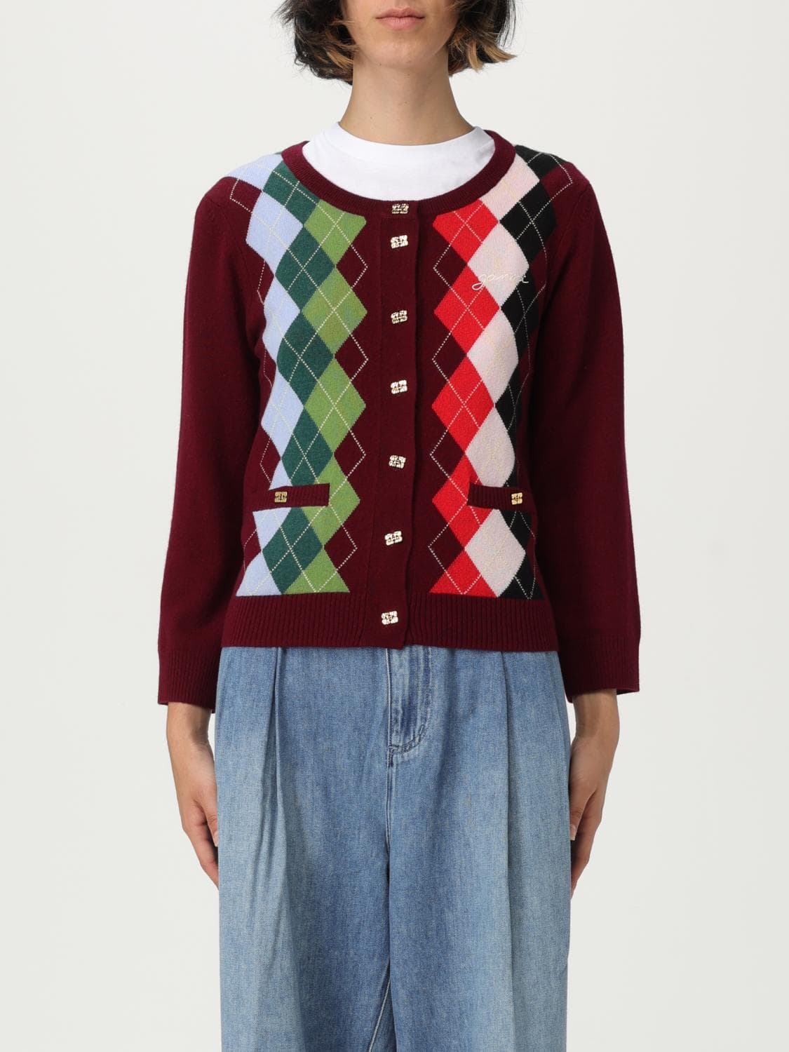 Ganni Sweater Woman color Burgundy