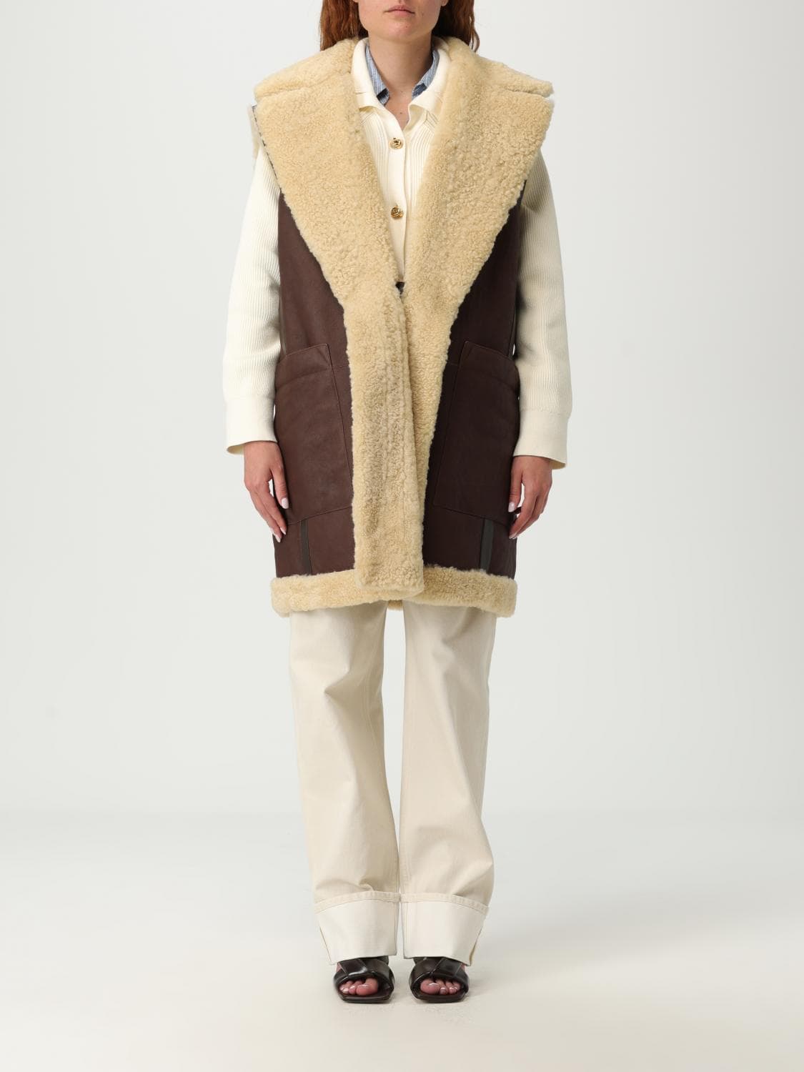 Bottega Veneta Fur Coat Woman color Brown · 40
