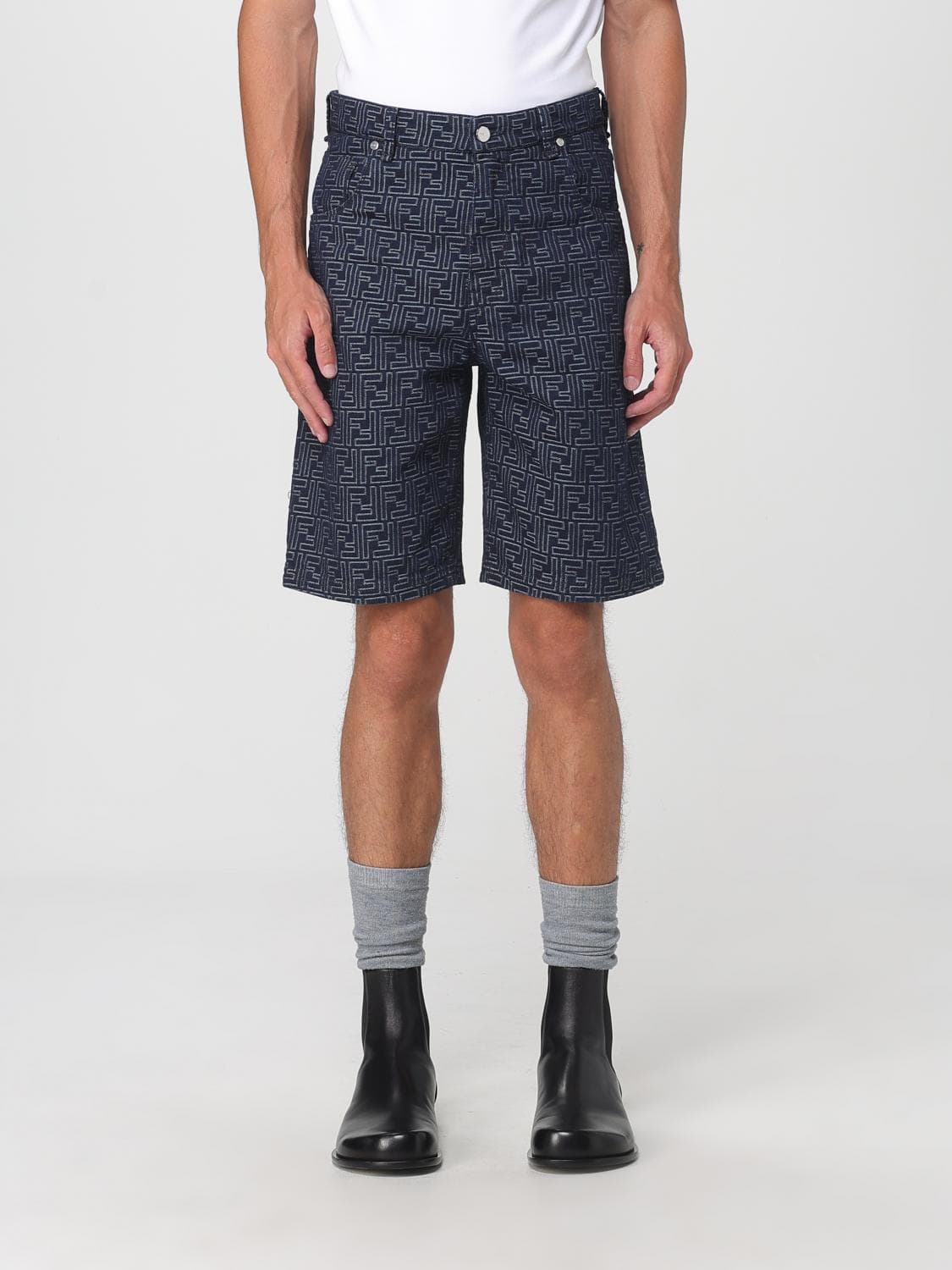 Fendi Shorts Men color Indigo