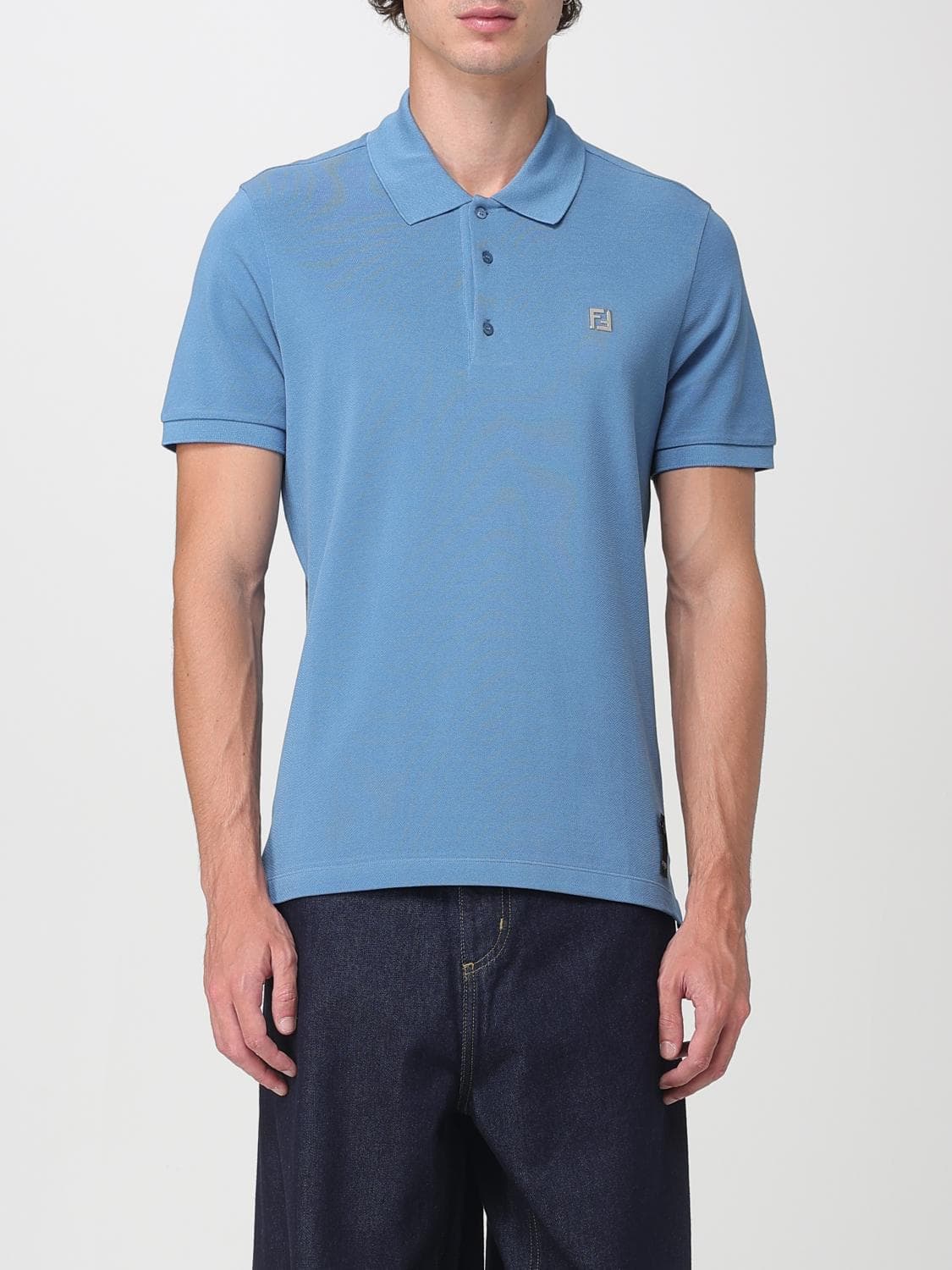 Fendi Polo Shirt Men color Gnawed Blue · S