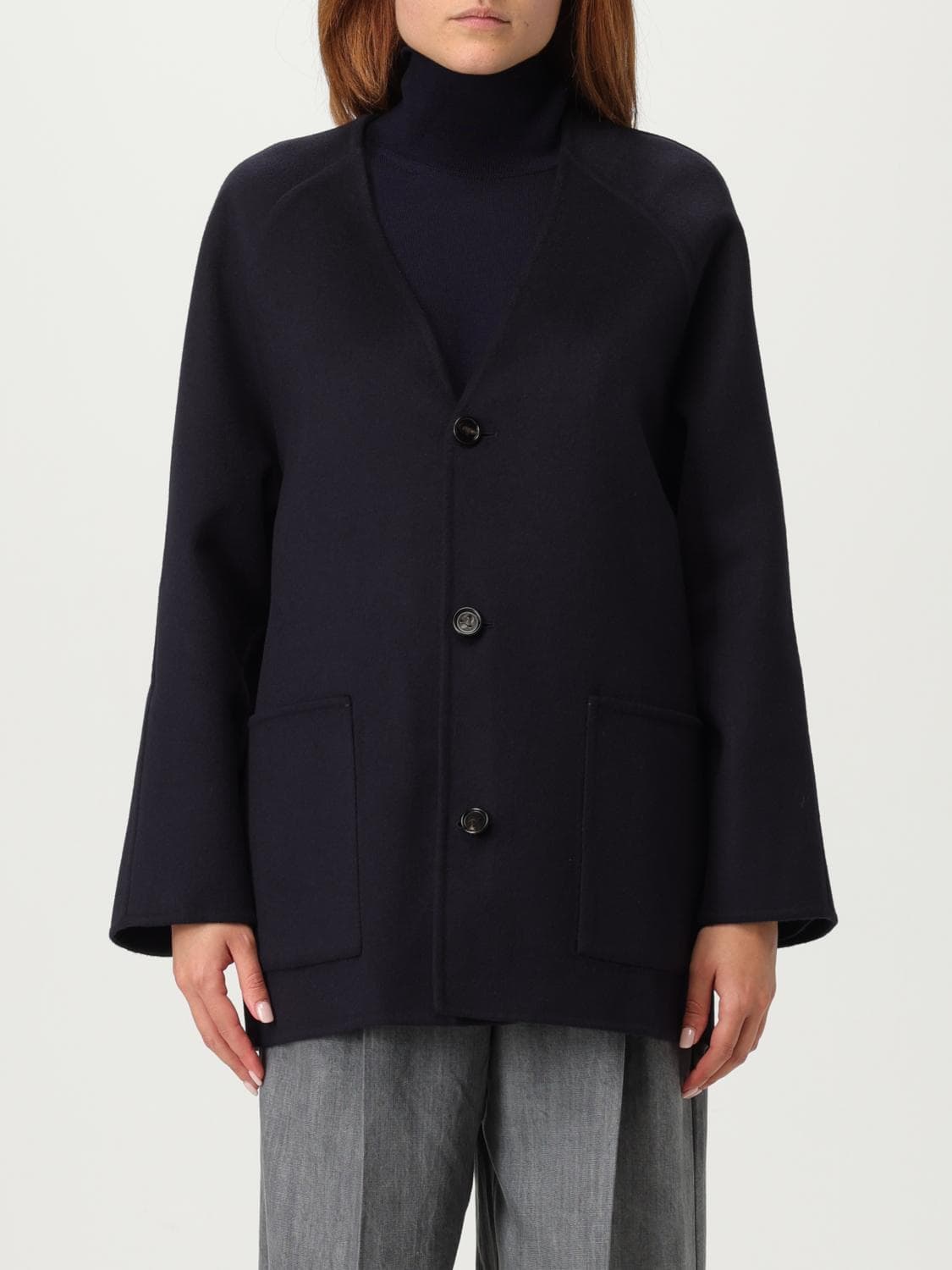 Bottega Veneta Coat Woman color Blue