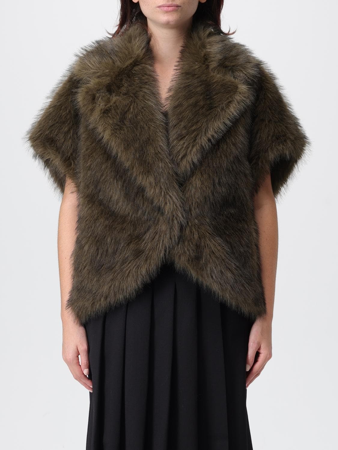Liviana Conti Fur Coat Woman color Green