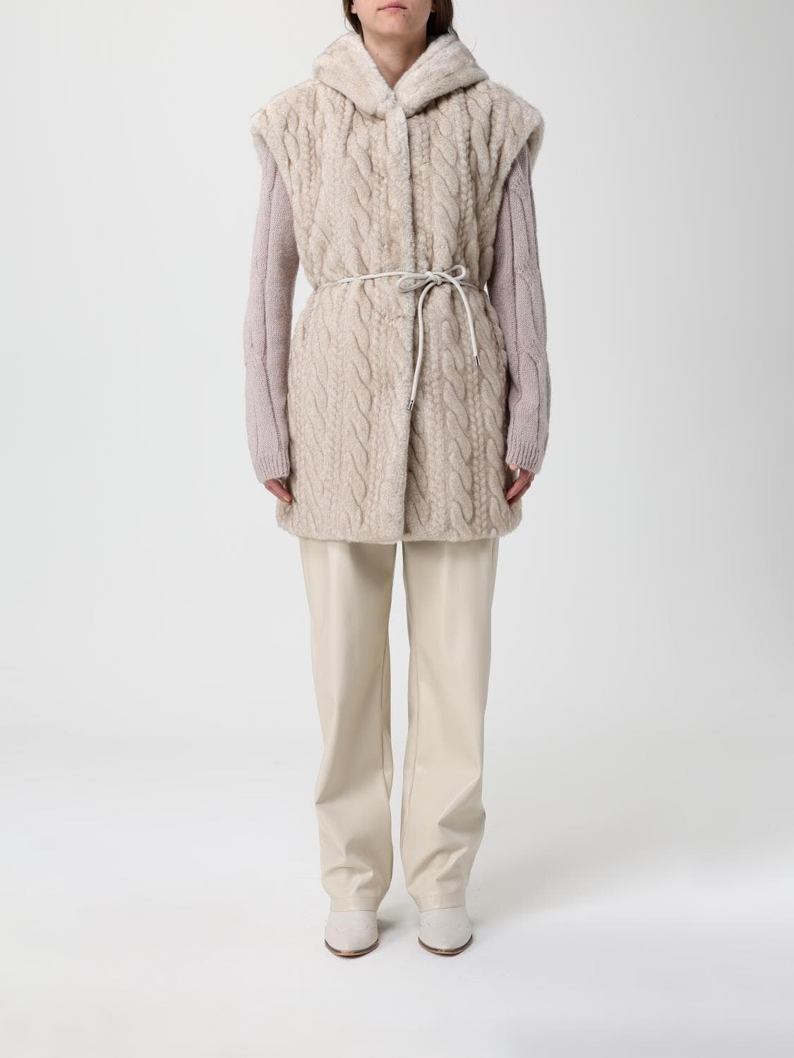 Liu Jo Fur Coat Woman color Beige · 40