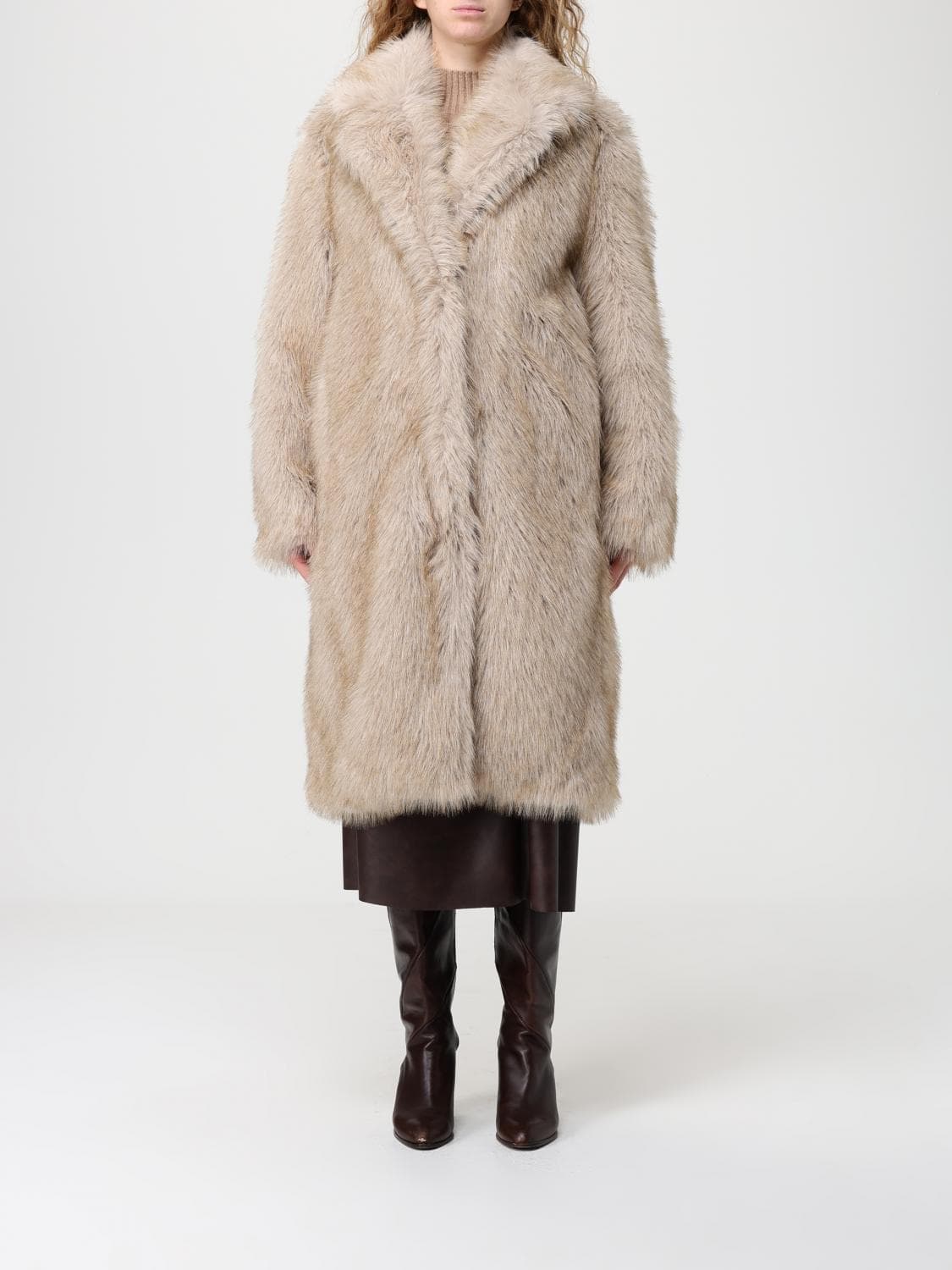 Liu Jo Fur Coat Woman color Honey