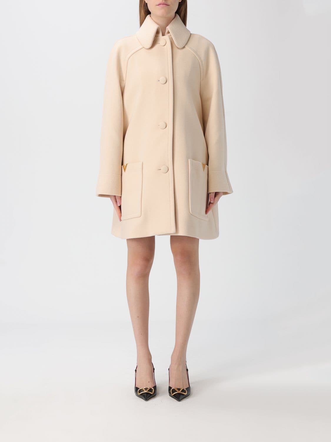 Valentino Coat Woman color Beige · 42