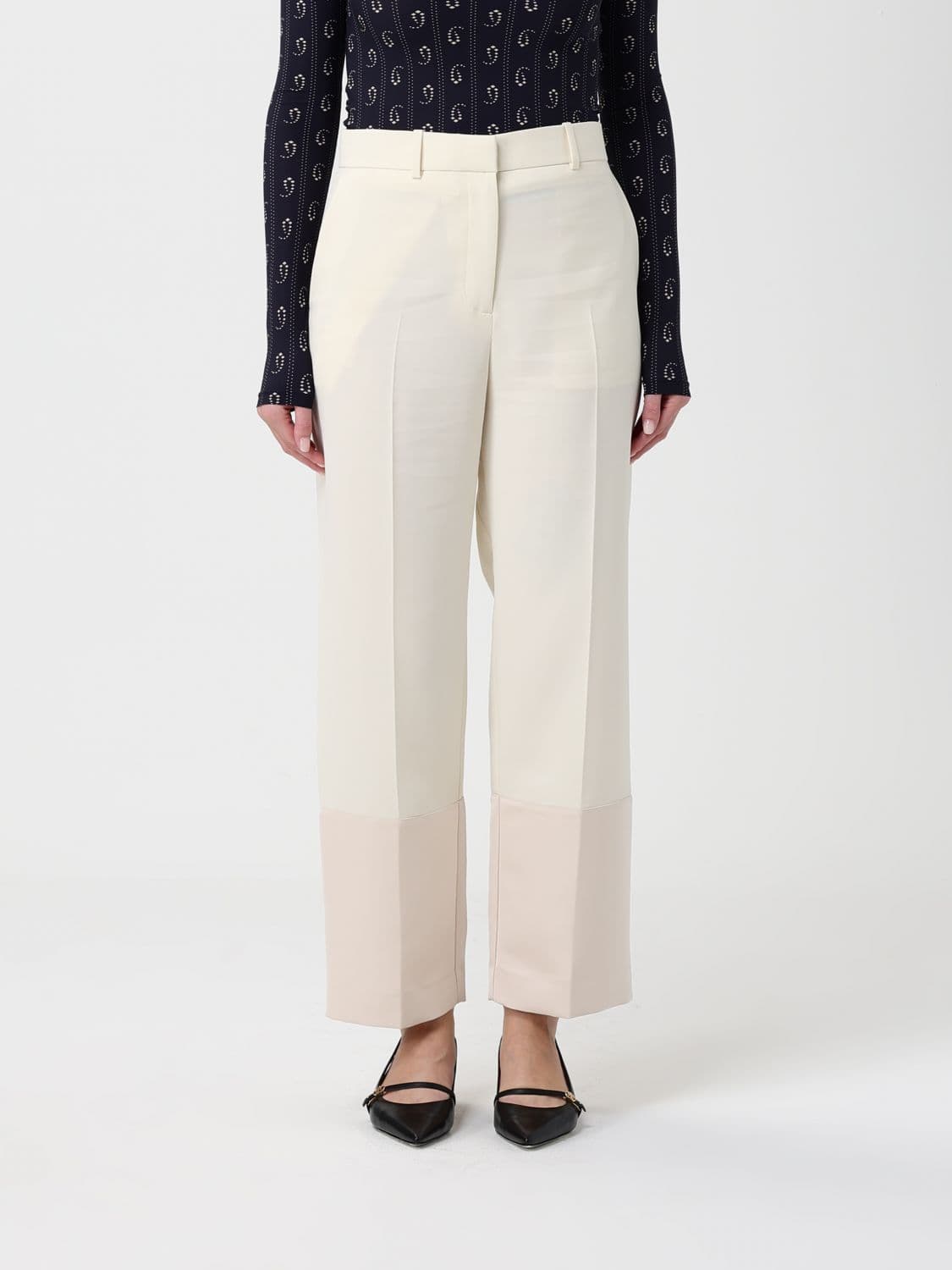 Tory Burch Pants Woman color Yellow Cream