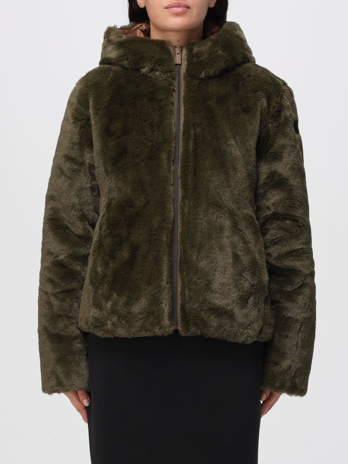 Suns Boards Fur Coat Woman color Green