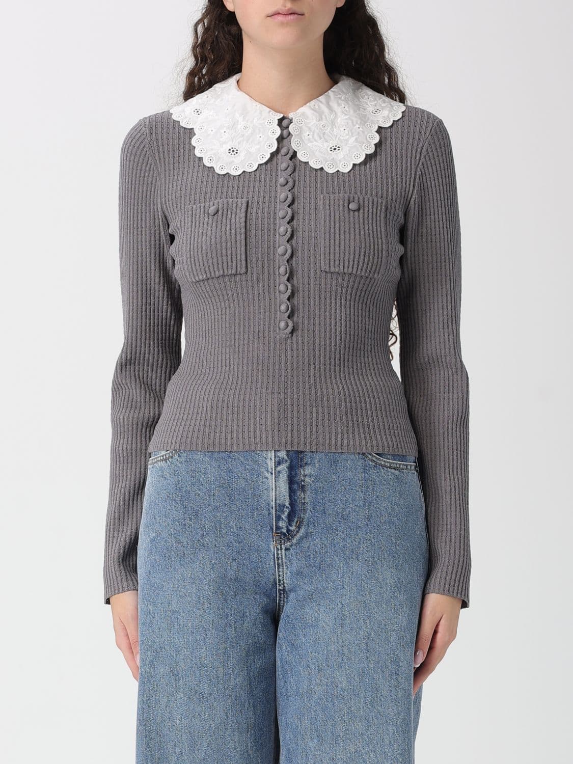 Self-Portrait Sweater Woman color Grey